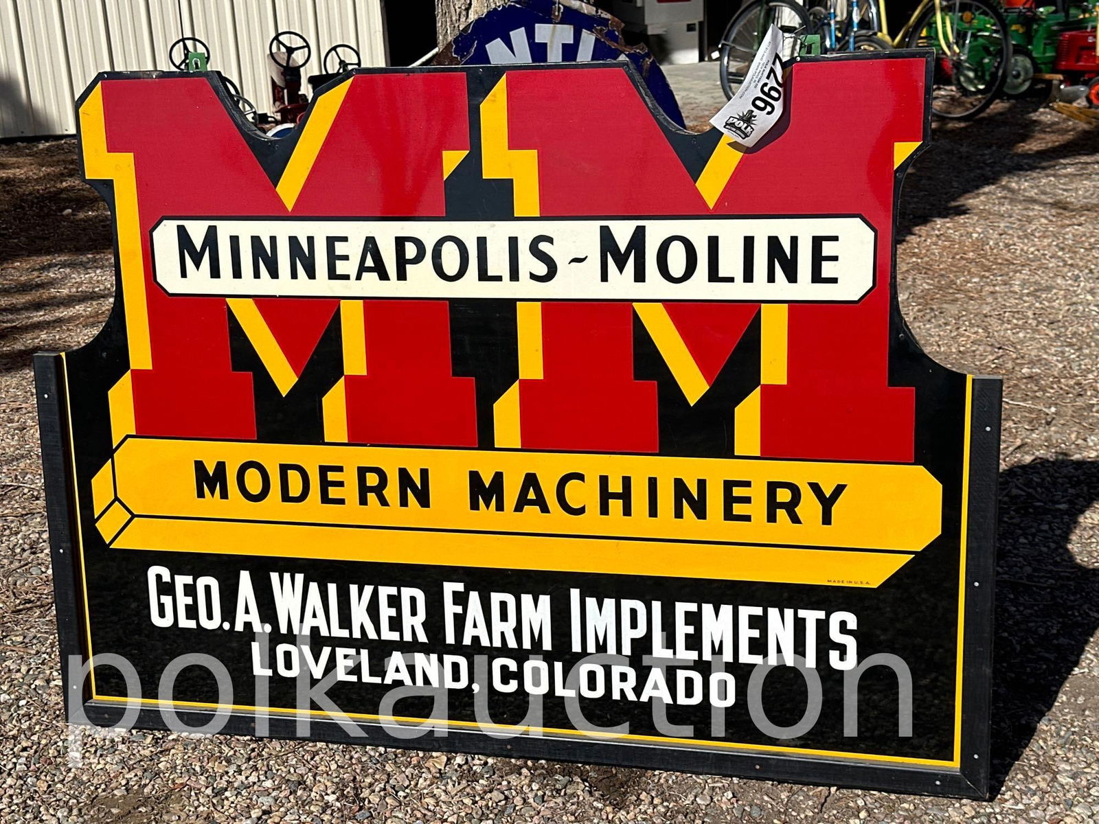 2296-MINNEAPOLIS MOLINE MACHINERY SIGN SINGLE SIDED METAL ORIGINAL (59"X42") (1 of 3)