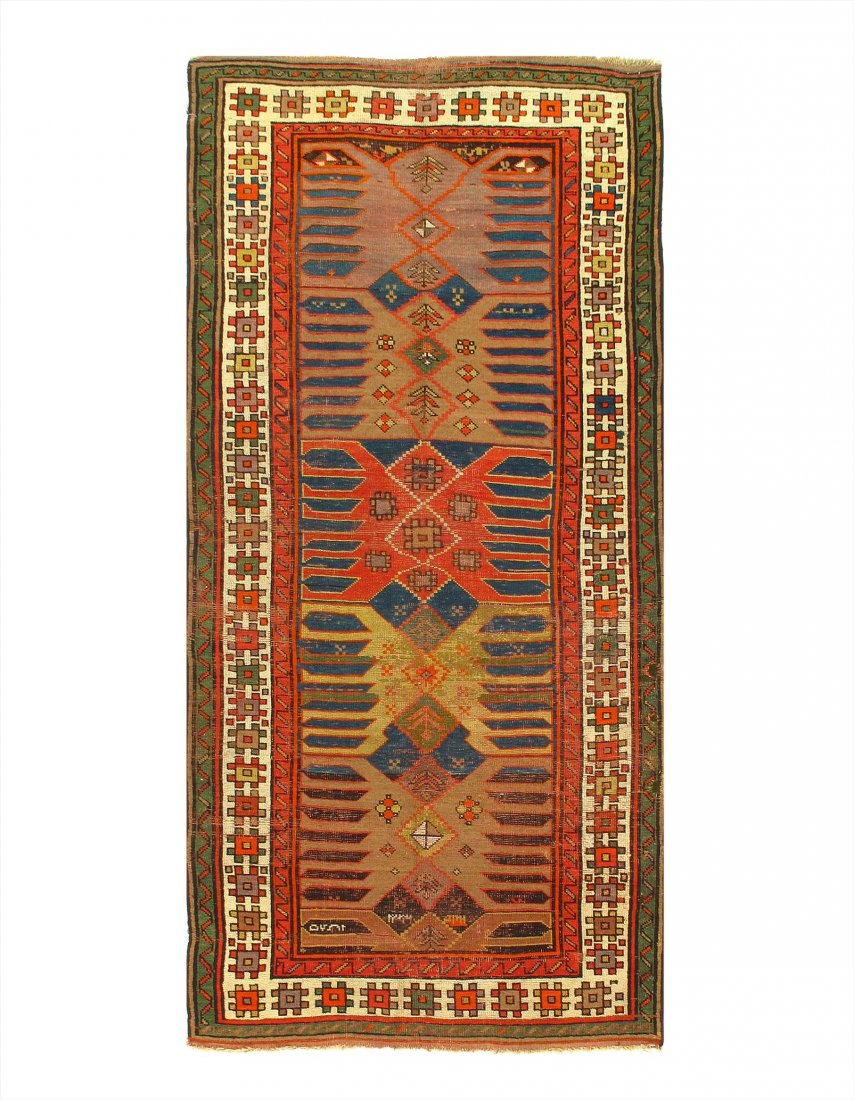 Antique Caucasian Kazak, Size 3'9'' X 7'8'': Fine Russian Antique Kazak. Circa 1900, Hand-Knotted, Lamb's Wool, 300-36760-862. This item is part of the Capital Collection which also includes other antique rugs, vintage rugs, oriental rugs and ta