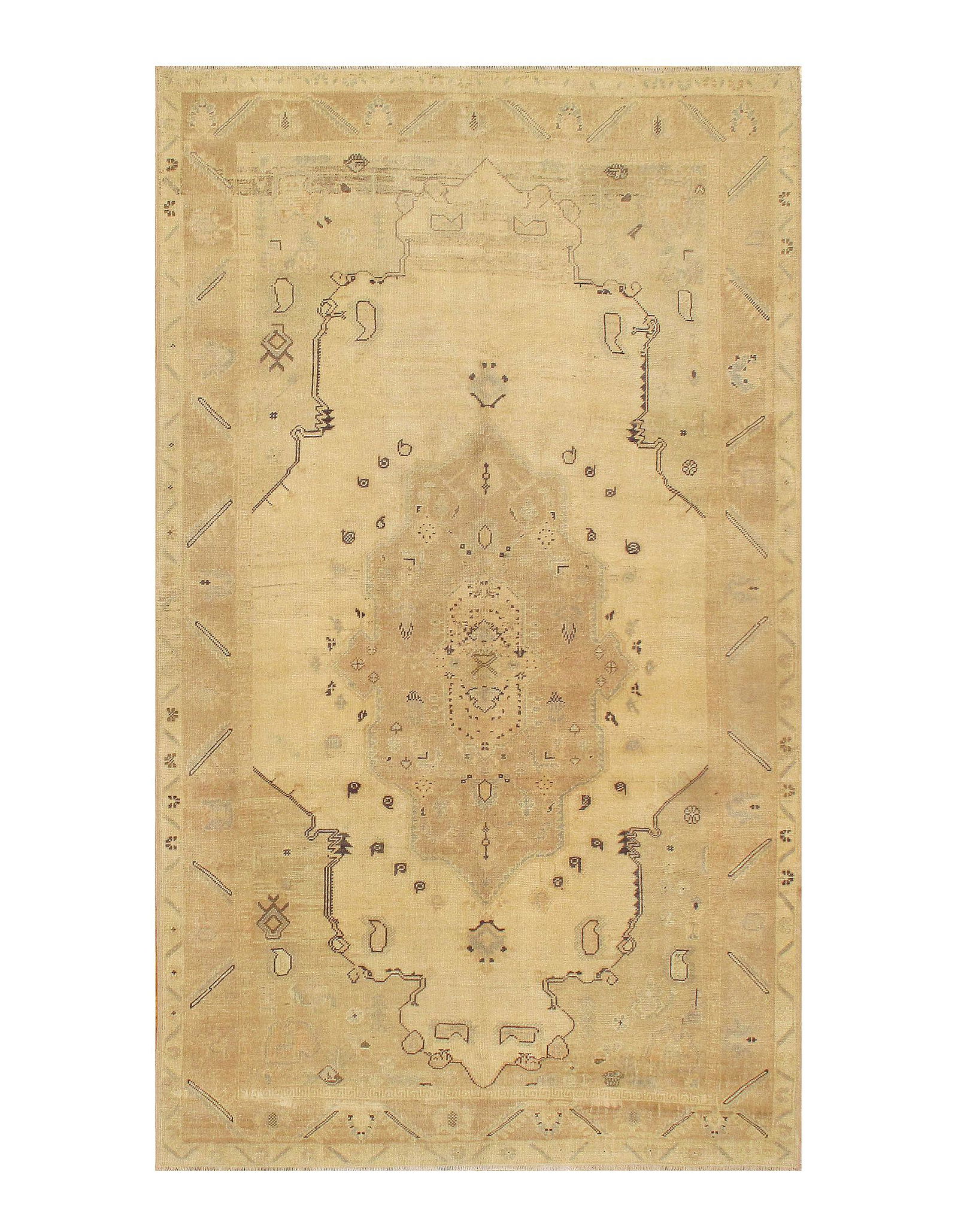 Antique Turkish Oushak, Size 5'5" X 9'4": Antique Oushak. Circa 1940, Hand-Knotted, Lamb's Wool, 300-E08037-862. This item is part of the Capital Collection which also includes other antique rugs, vintage rugs, oriental rugs and tapestry coll