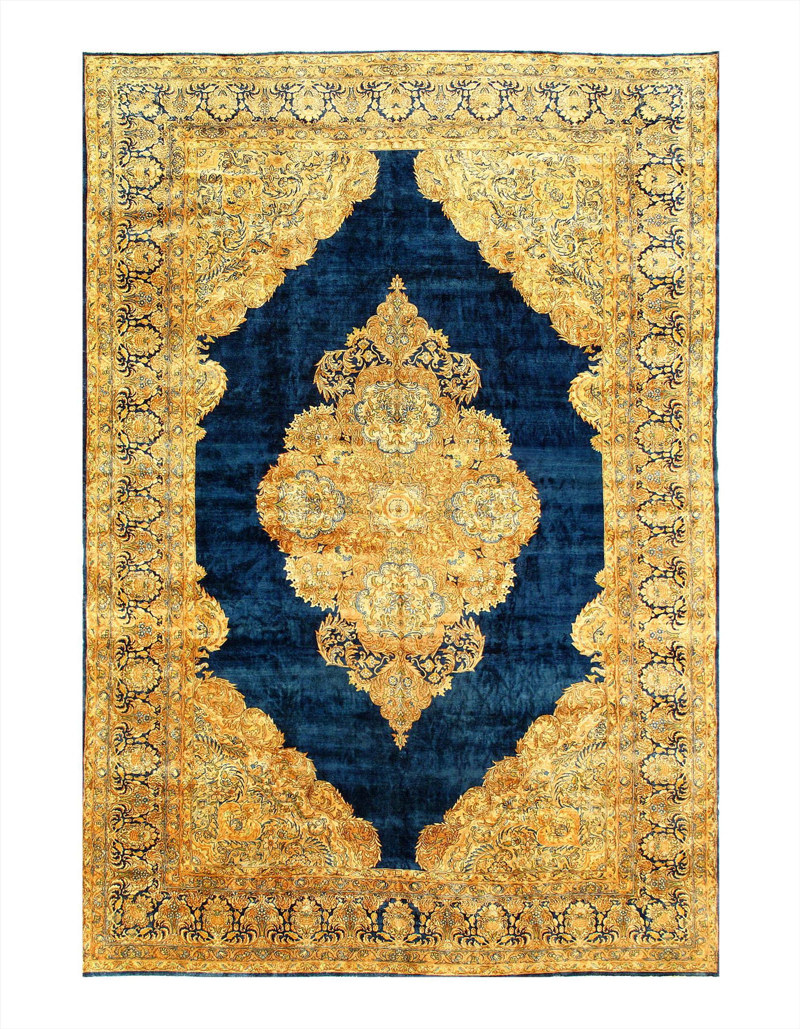 Navy Blue Persian Antique Kerman 10'11'' X 16'7'': Navy Blue Persian Antique Kerman 10'11'' X 16'7'' - Lamb's Wool - Hand-Knotted 300-E11293-862 This item is part of our fine auction collection which includes many fine home accessories including antiq