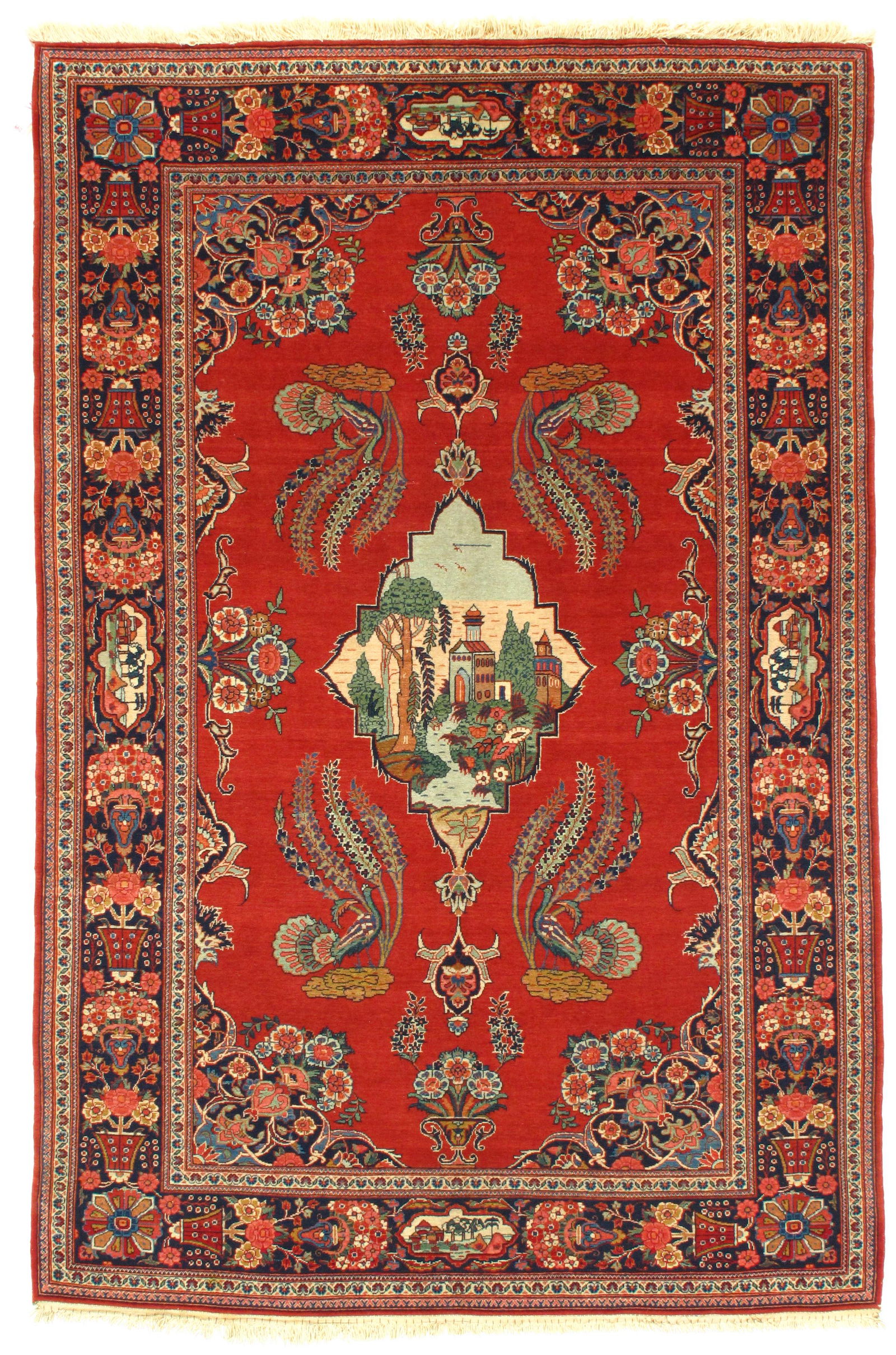Antique Persian Kashan Dabir 4'4" x 6'7": Antique Persian Kashan Dabir 4'4" x 6'7" Circa 1910 - Lamb's Wool - Hand-Knotted - 300-E10038-862 This item is part of our fine auction collection which includes many fine home accessories including a