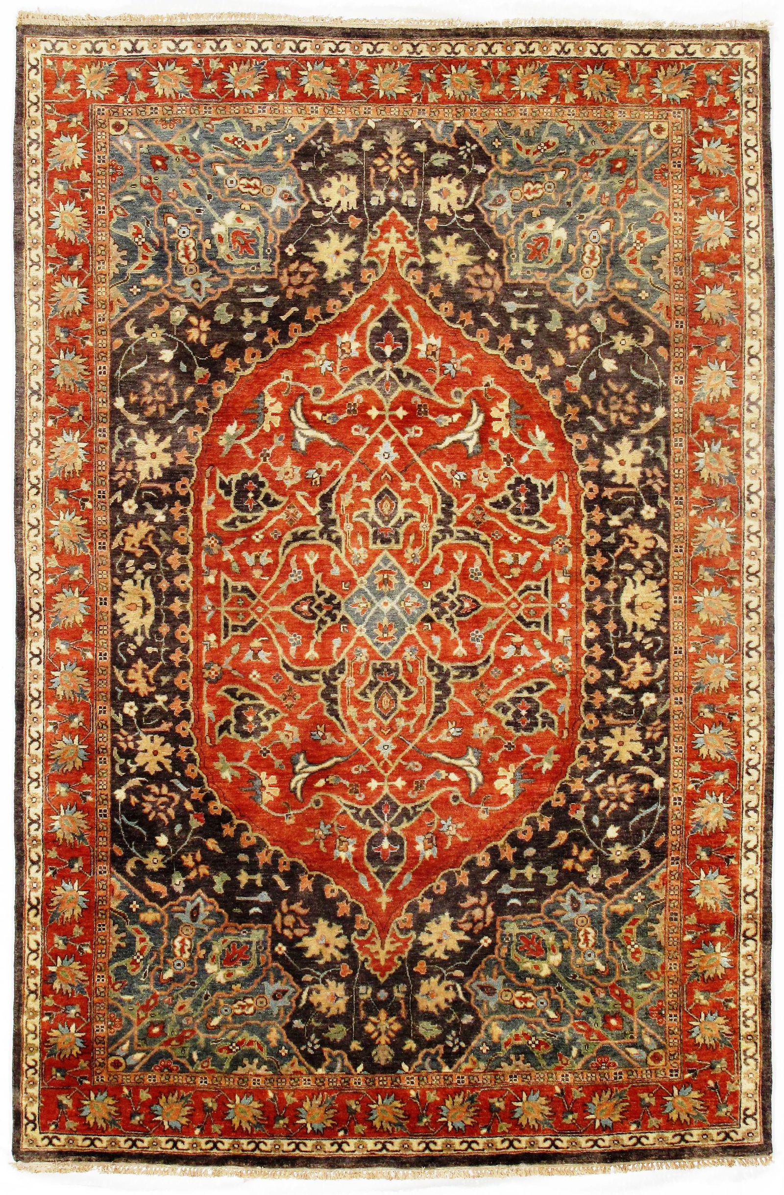 Farahan Design 5'5" x 8'8": Farahan Design 5'5" x 8'8" New - Lamb's Wool - Hand-Knotted - 300-E09286-862 This item is part of our fine auction collection which includes many fine home accessories including antique rugs, vintage