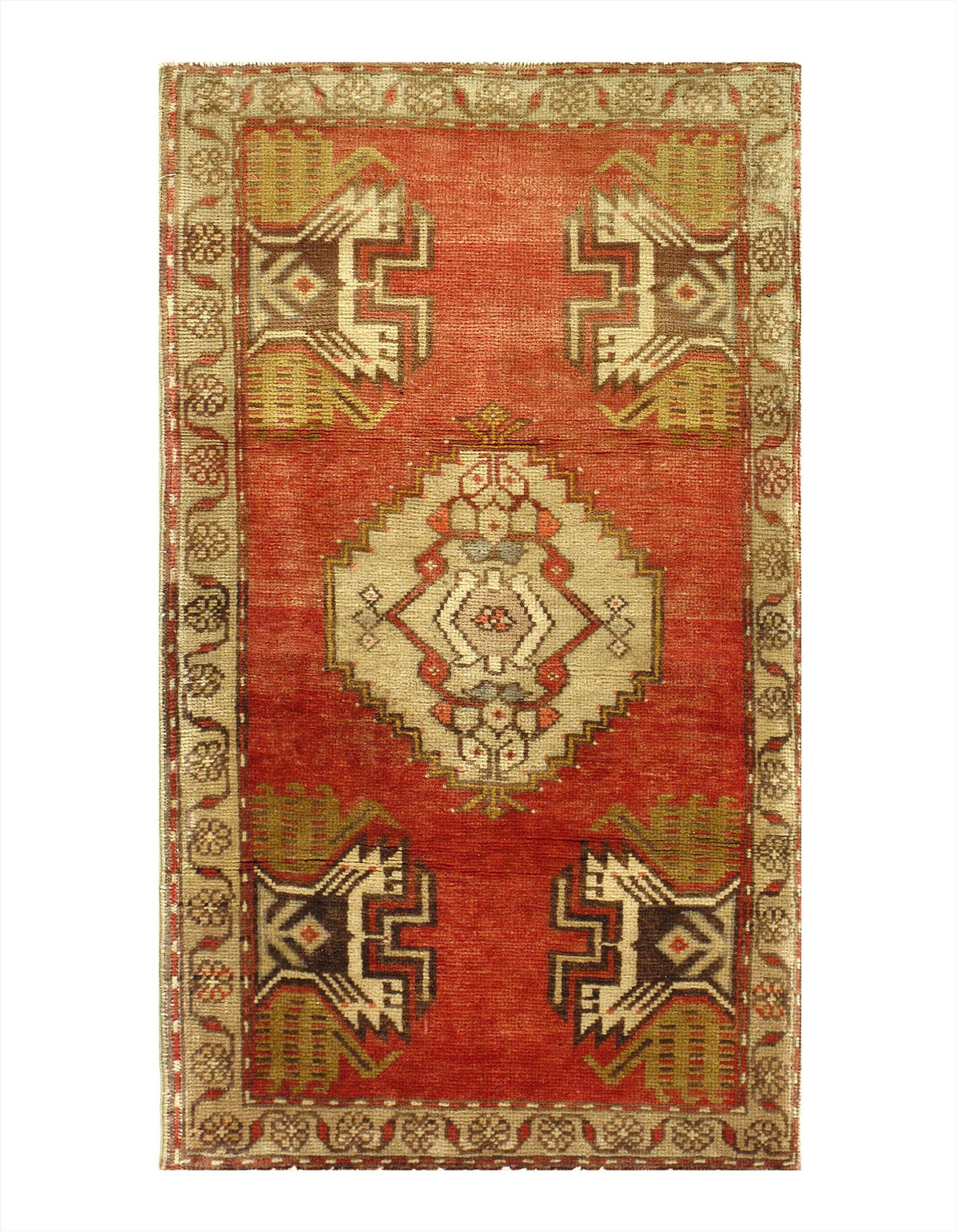 Rust Antique Turkish Oushak 1'9" X 3': Rust Antique Turkish Oushak 1'9" X 3' Antique circa 1940 Hand-Knotted Lamb's Wool 300-E10043-862. This item is part of our fine auction collection which includes many fine home accessories including a