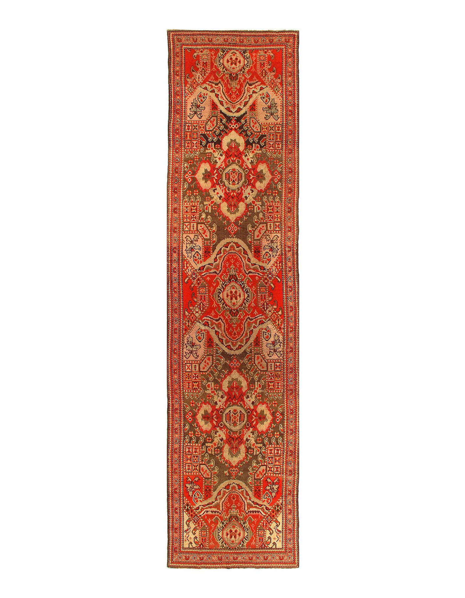 Gray Russian Antique Karabakh runner 3' X 14': Gray Russian Antique Karabakh runner 3' X 14' Runner circa 1880 Hand-Knotted Lamb's Wool 300-E06438-862. This item is part of our fine auction collection which includes many fine home accessories incl