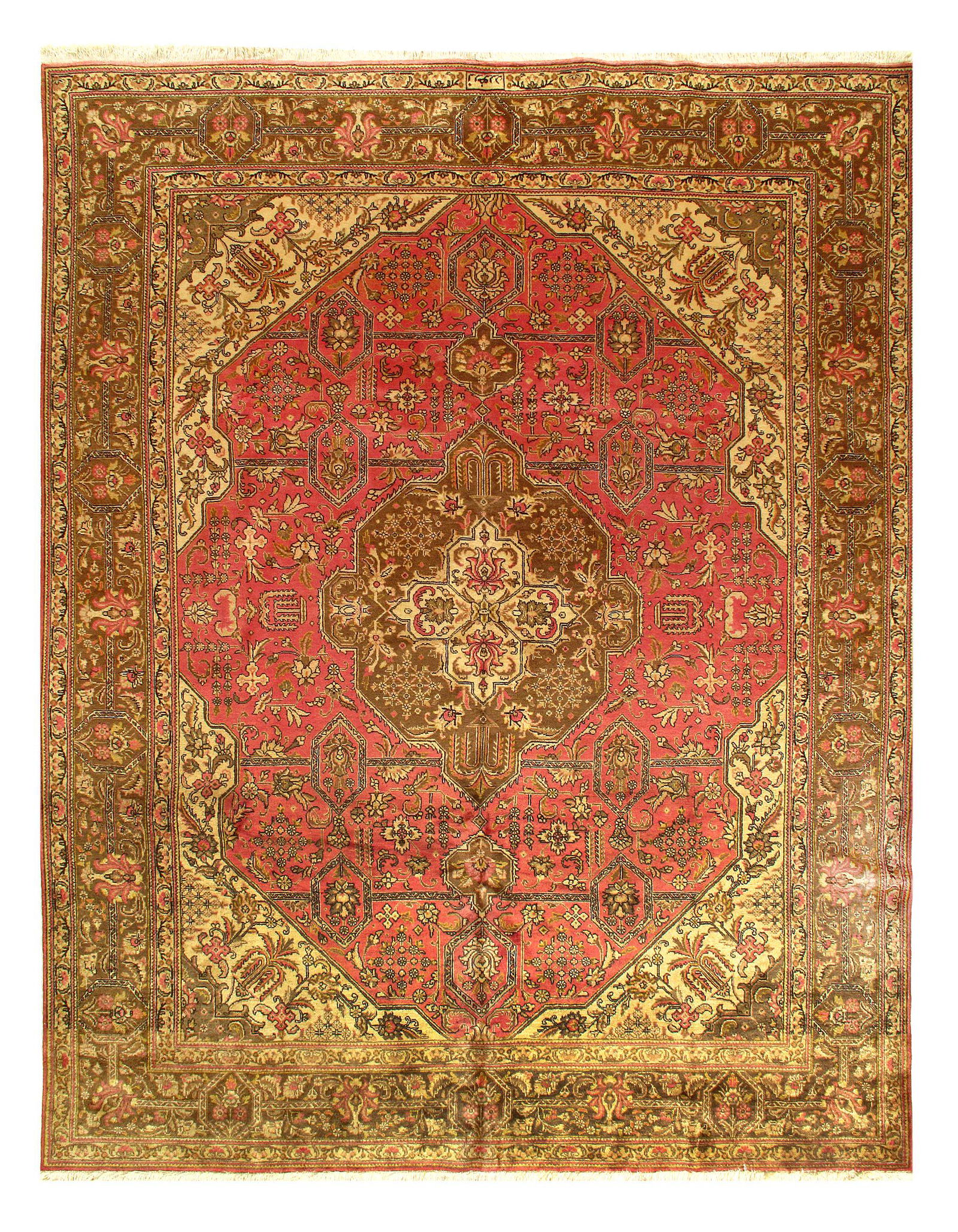 Rust Persian Antique Tabriz Rug 9'7'' X 12'7'': Rust Persian Antique Tabriz Rug 9'7'' X 12'7'' Antique Circa 1920 Hand-Knotted Lamb's Wool 300-E03478-862. This item is part of our fine auction collection which includes many fine home accessories in