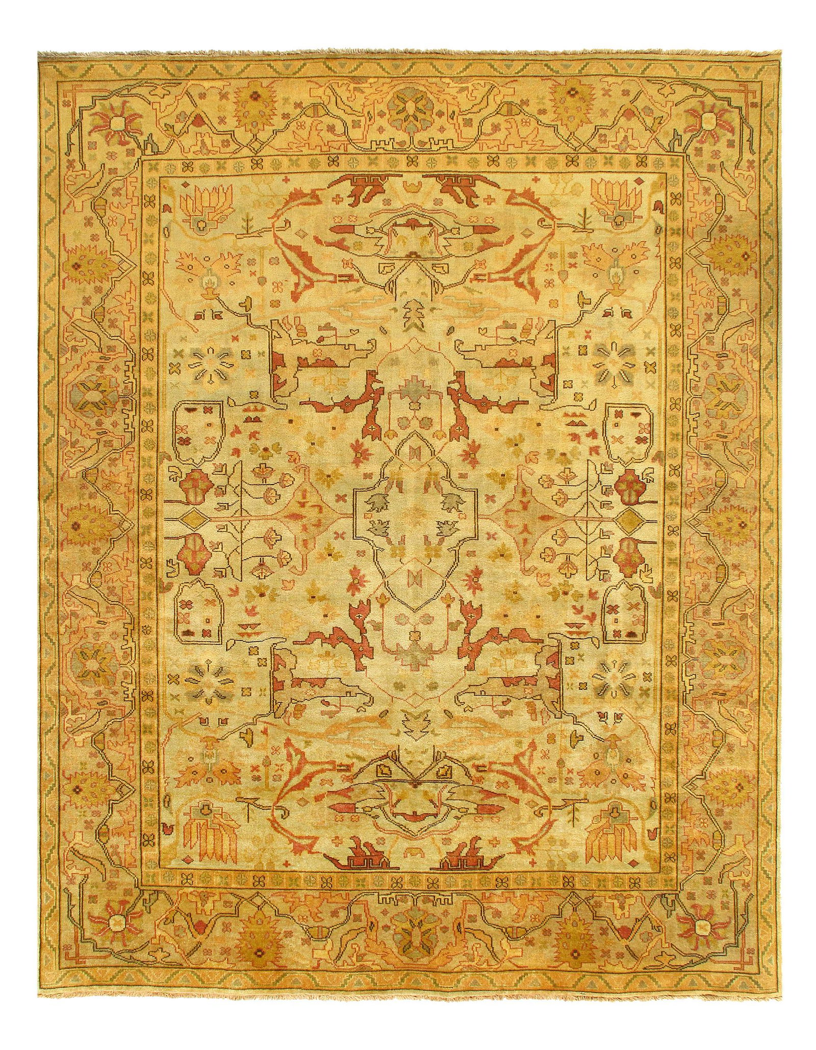 Gold Turkish Oushak rug 8' X 10': Gold Turkish Oushak rug 8' X 10' Traditional New Hand-Knotted Lamb's Wool 300-E03424-862. This item is part of our fine auction collection which includes many fine home accessories including antique r