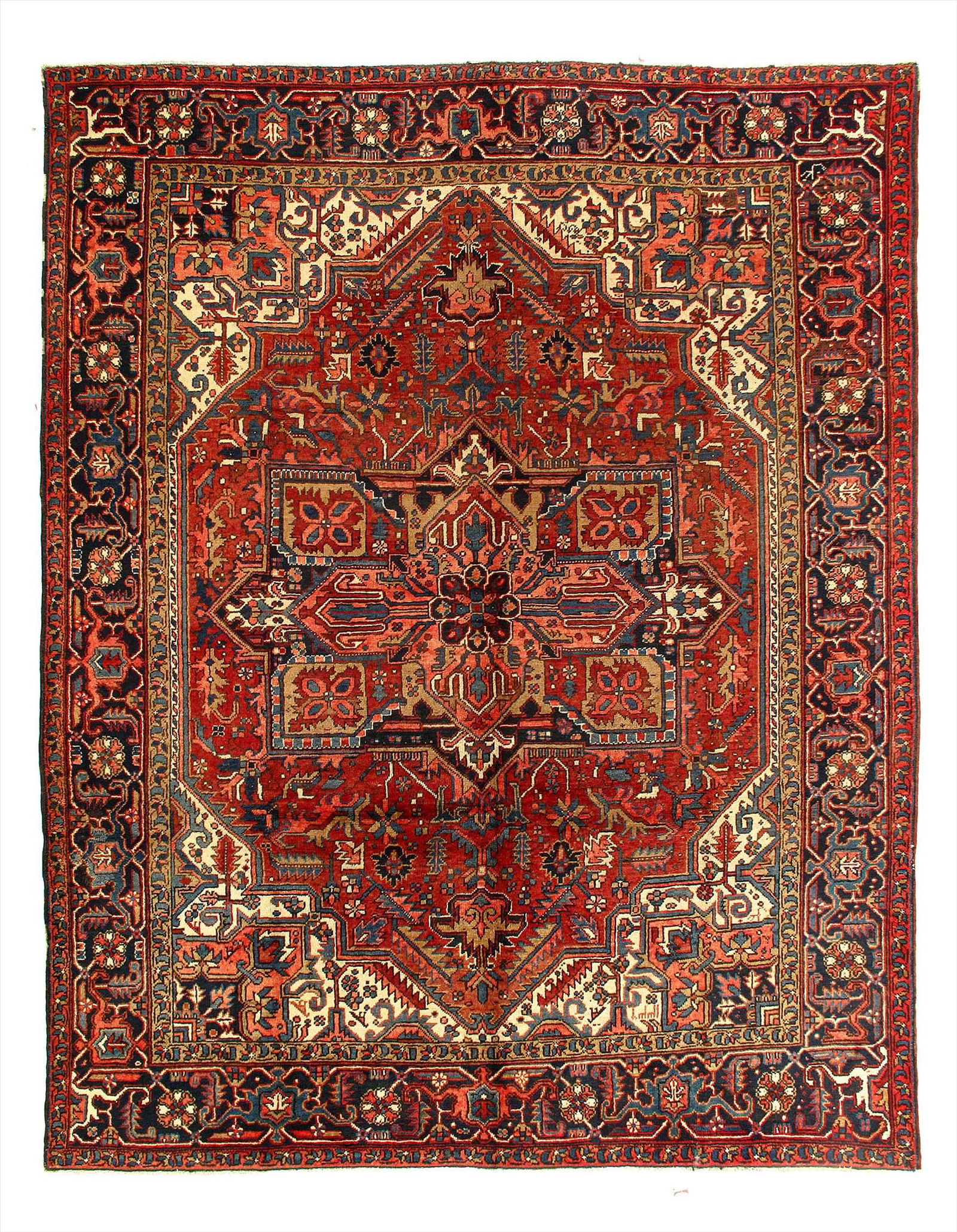 Rust Color Persian Antique Heriz 9'2'' X 11'11'': Rust Color Persian Antique Heriz 9'2'' X 11'11''. - Antique - Lamb's Wool - Hand-Knotted - 300-21015-862. This item is part of our fine auction collection which includes many fine home accessories inc