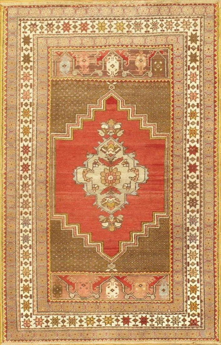 Antique Turkish Oushak, Size 3'8" X 5'9": Antique Turkish Oushak, Size 3'8" X 5'9". circa 1920 - Antique - Lamb's Wool - Hand-Knotted - 300-E08023-862. This item is part of our fine auction collection which includes many fine home accessories