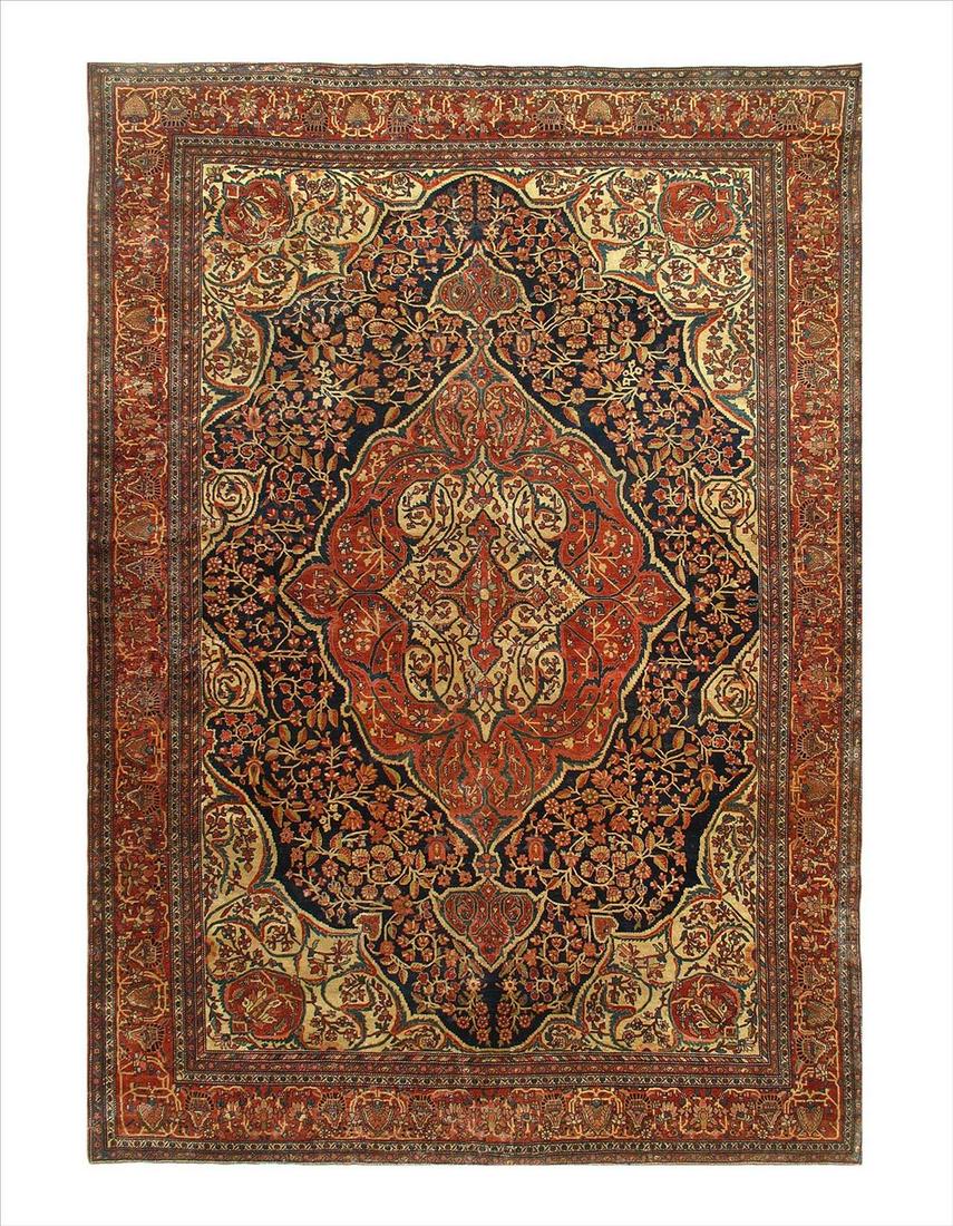 Antique Persian Sarouk Farahan, Size 8'5" X 12'4": Antique Persian Sarouk Farahan, Size 8'5" X 12'4". circa 1880 - Antique - Lamb's Wool - Hand-Knotted - 300-E09507-862. This item is part of our fine auction collection which includes many fine home ac