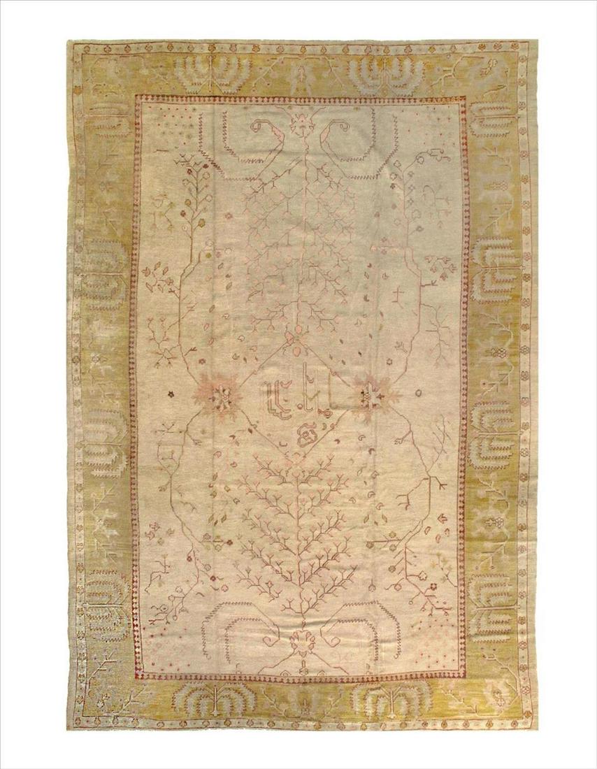 Fantastic Antique Turkish Oushak, 11'2" X 16'11": Fantastic Antique Turkish Oushak, 11'2" X 16'11". circa 1880 - Antique - Wool on Wool - Hand-Knotted - 300-E04510-862. This item is part of our fine auction collection which includes many fine home ac