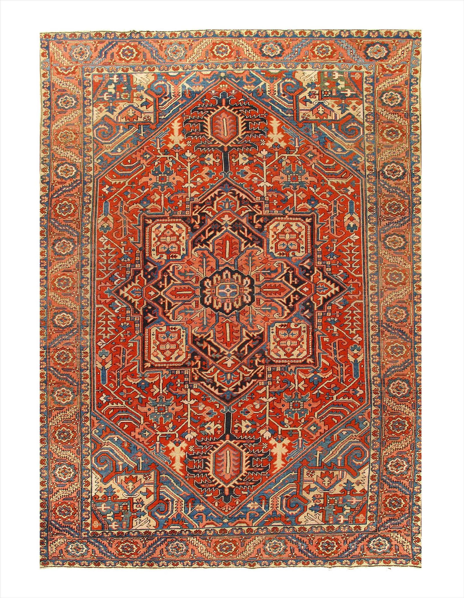 Rust Persian Fine Antique Heriz Rug 9' X 13': Rust Persian Fine Antique Heriz Rug 9' X 13' Late 19th Century - Antique - Lamb's Wool - Hand-Knotted - 300-E03049-862. This item is part of our fine auction collection which includes many fine home a