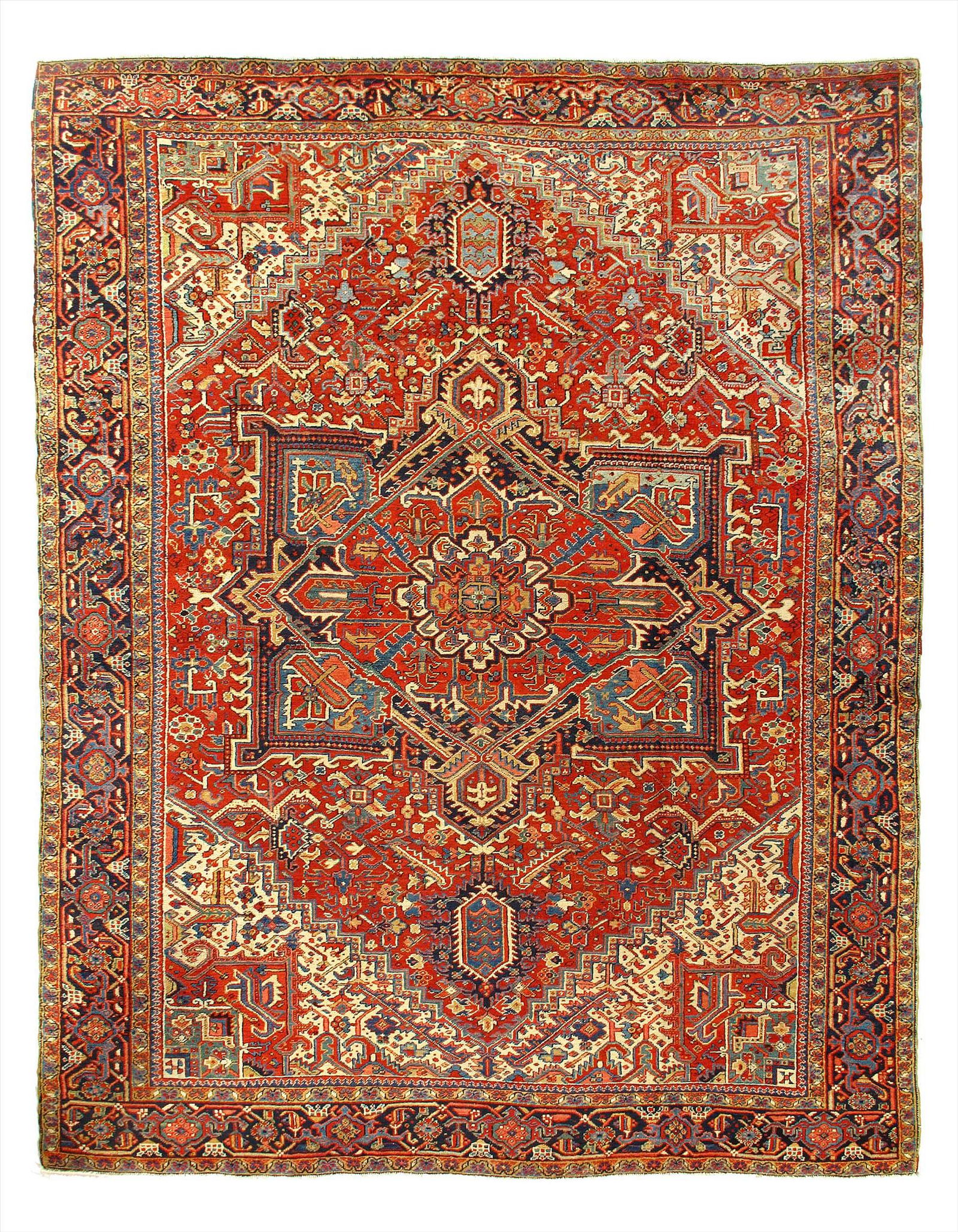 Rust Color Persian Antique Heriz 9' X 11'5'': Rust Color Persian Antique Heriz 9' X 11'5'', Circa 1920, Antique, Lamb's Wool, 300-E11487-862 This item is part of our fine auction collection which includes many fine home accessories including anti