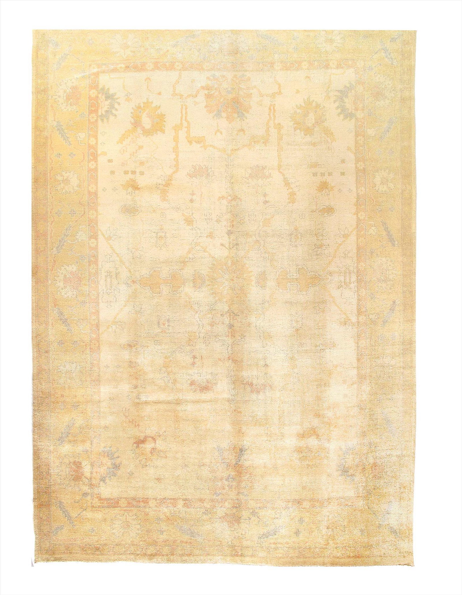 Ivory fine Hand Knotted Oushak 10' x 14': Ivory fine Hand Knotted Oushak 10' x 14', New, Traditional, Lamb's Wool, 300-E05532-862 This item is part of our fine auction collection which includes many fine home accessories including antique rug