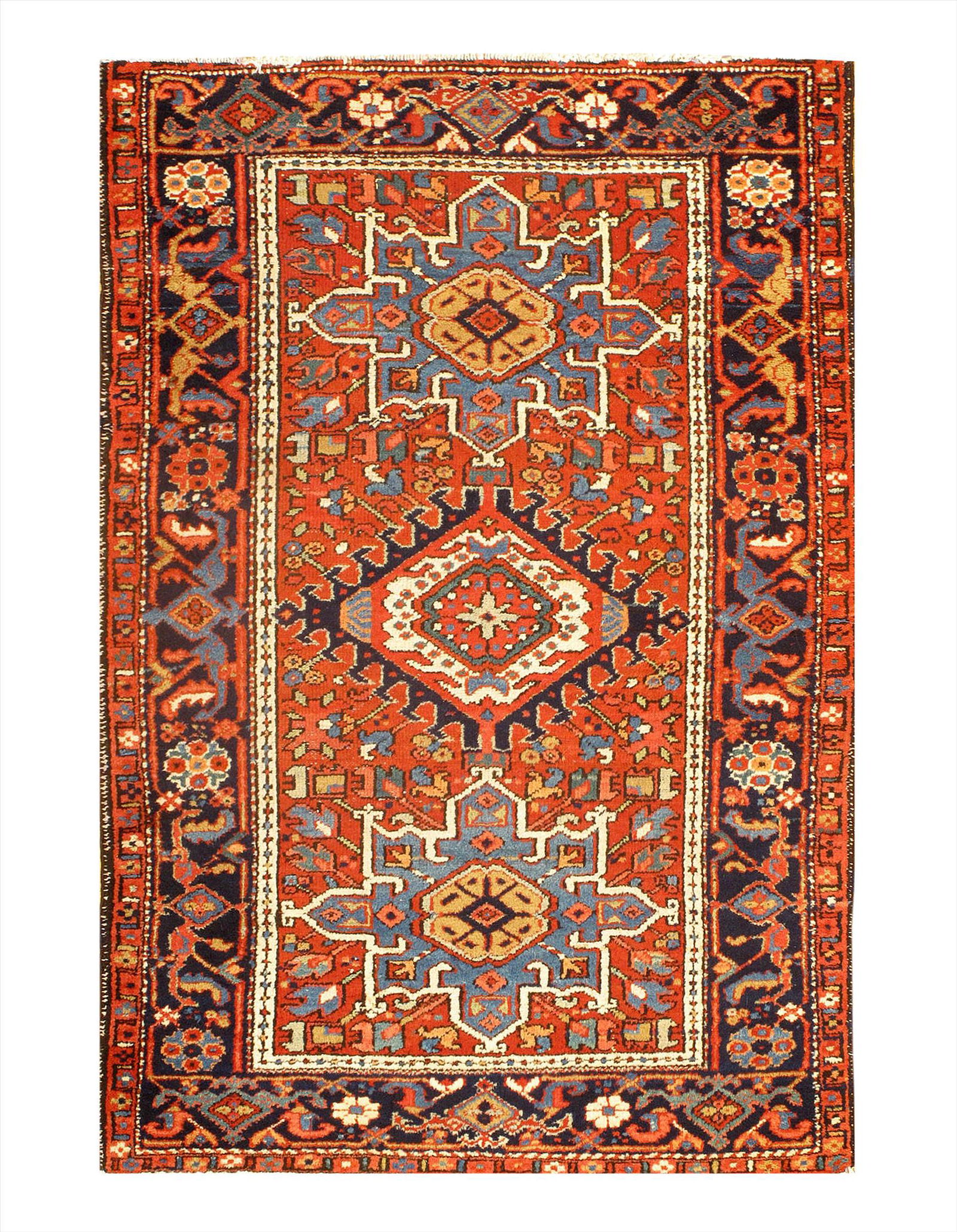 Persian Antique Karajeh Rug - 3'5" x 4'11": Persian Antique Karajeh Rug - 3'5" x 4'11", circa 1920, Antique, Lamb's Wool, 300-E06368-862 This item is part of our fine auction collection which includes many fine home accessories including antiqu