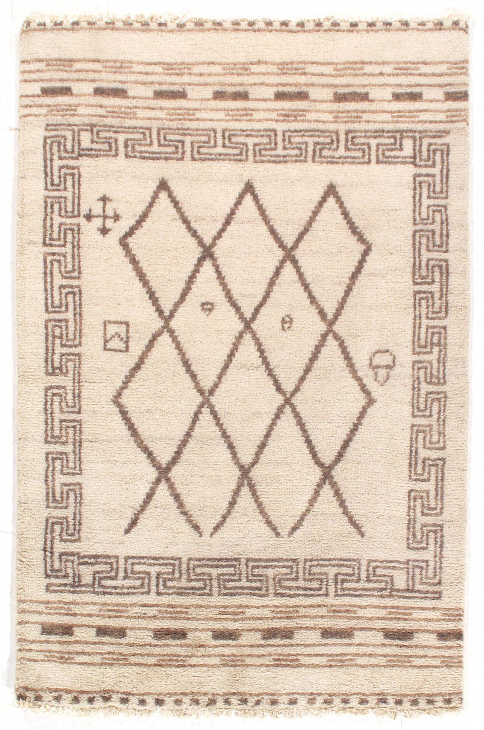 Genuine Fine Moroccan Hand-Knotted 4' X 6' Rug: Genuine Fine Moroccan Hand-Knotted 4' X 6â€² Rug, New, Modern, Wool, 300-E08700-862 This item is part of our fine auction collection which includes many fine home accessories including antique rug