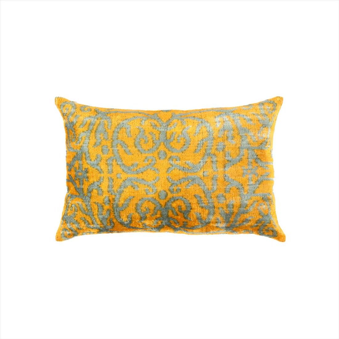 Turkish Gold Silk Ikat Pillow 16'' X 24'': TI 38 Turkish Gold Silk Ikat pillow, new, Pillows, Velvet Silk, 300-TI 38-862 This item is part of our fine auction collection which includes many fine home accessories including antique rugs, vintage