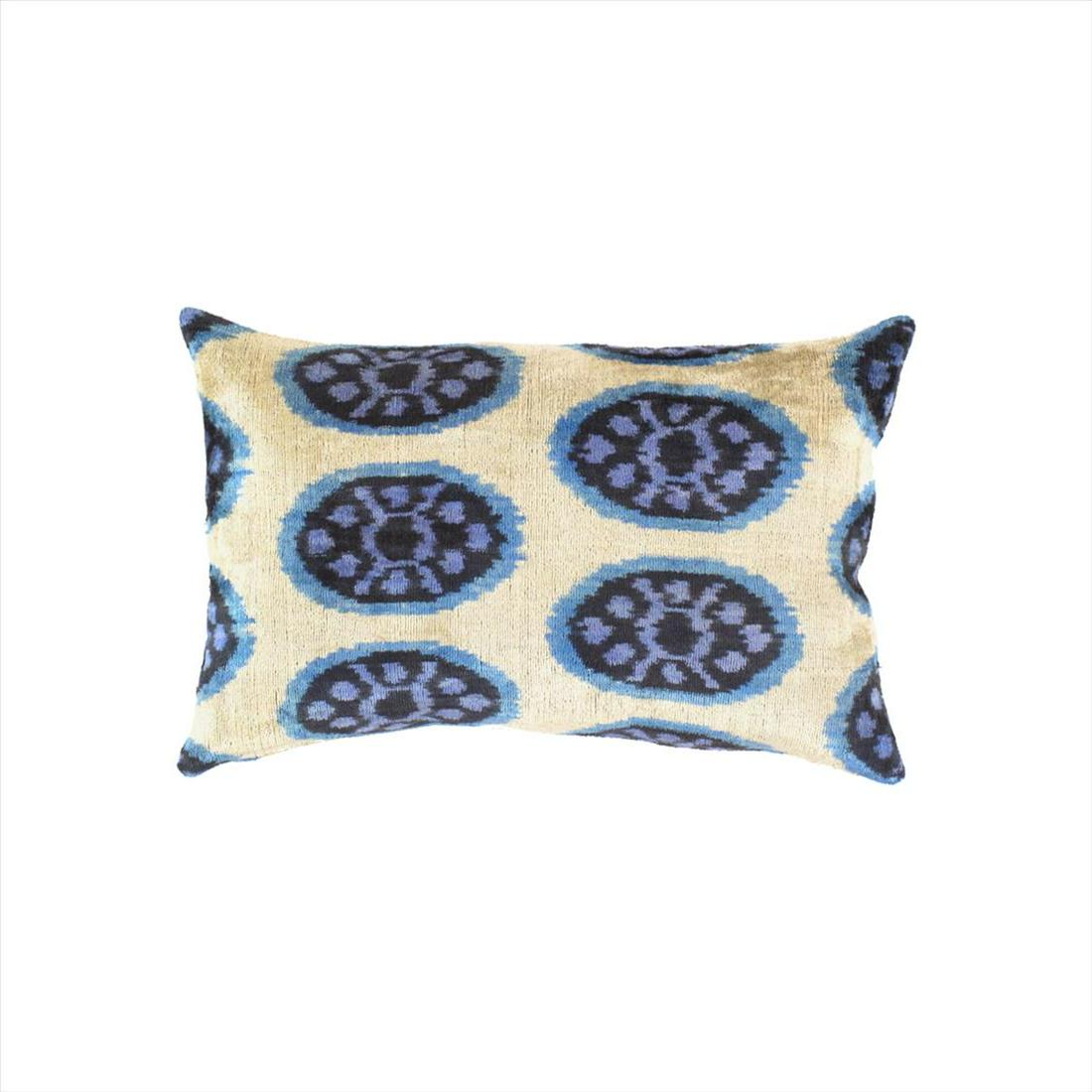 Turkish White & blue Velevt Pillow 16'' X 24'': TI 34 Turkish white Silk Ikat pillow, New, Pillows, Velvet Silk, 300-TI 34-862 This item is part of our fine auction collection which includes many fine home accessories including antique rugs, vintag