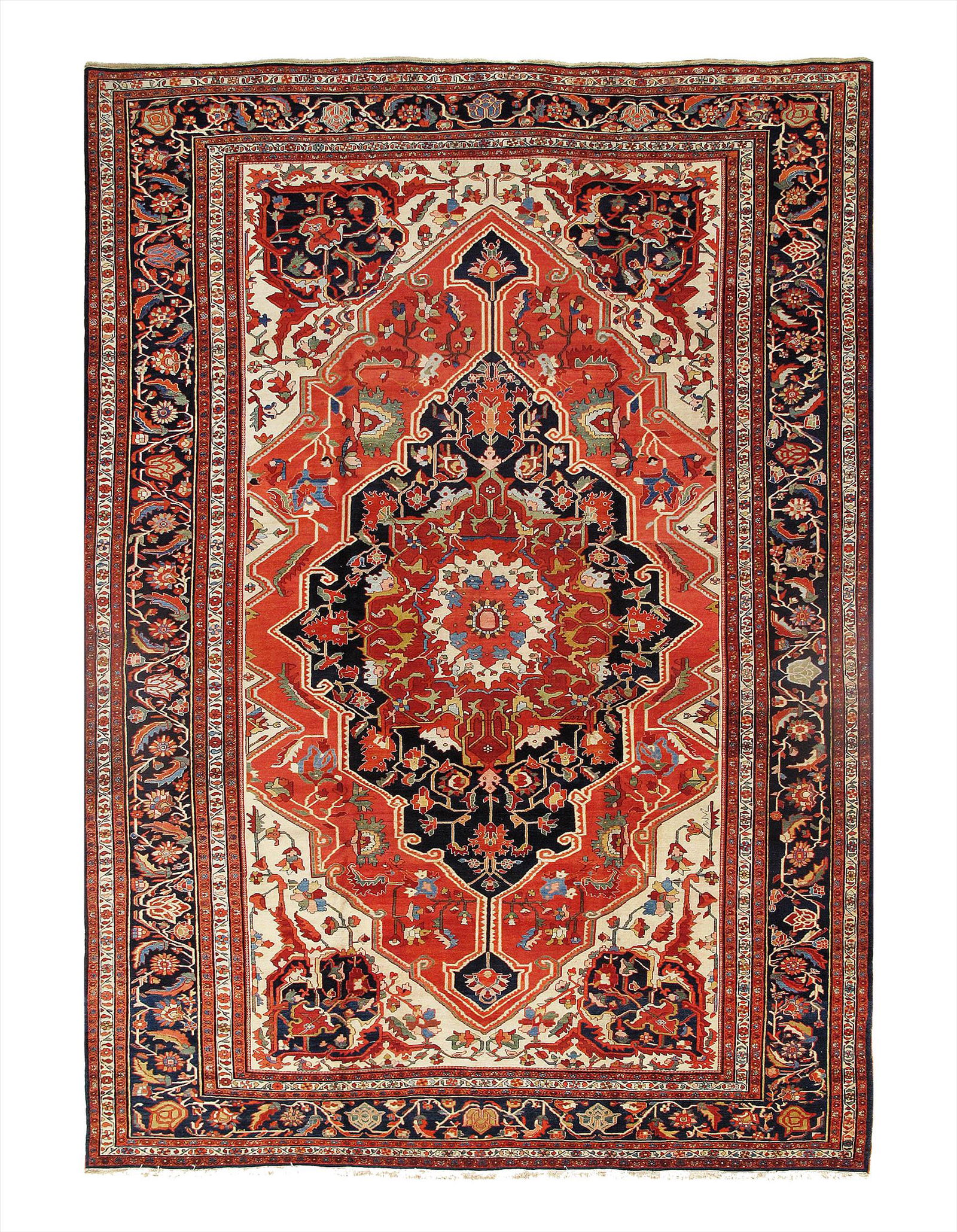 Antique Persian Sarouk Farahan, 10'6" X 15'3": Rust Antique Sarouk Farahan 10'6" X 15'3" circa 1880 Antique Lamb's Wool Hand-Knotted 300-E07607-862 This item is part of our fine auction collection which includes many fine home accessories includin