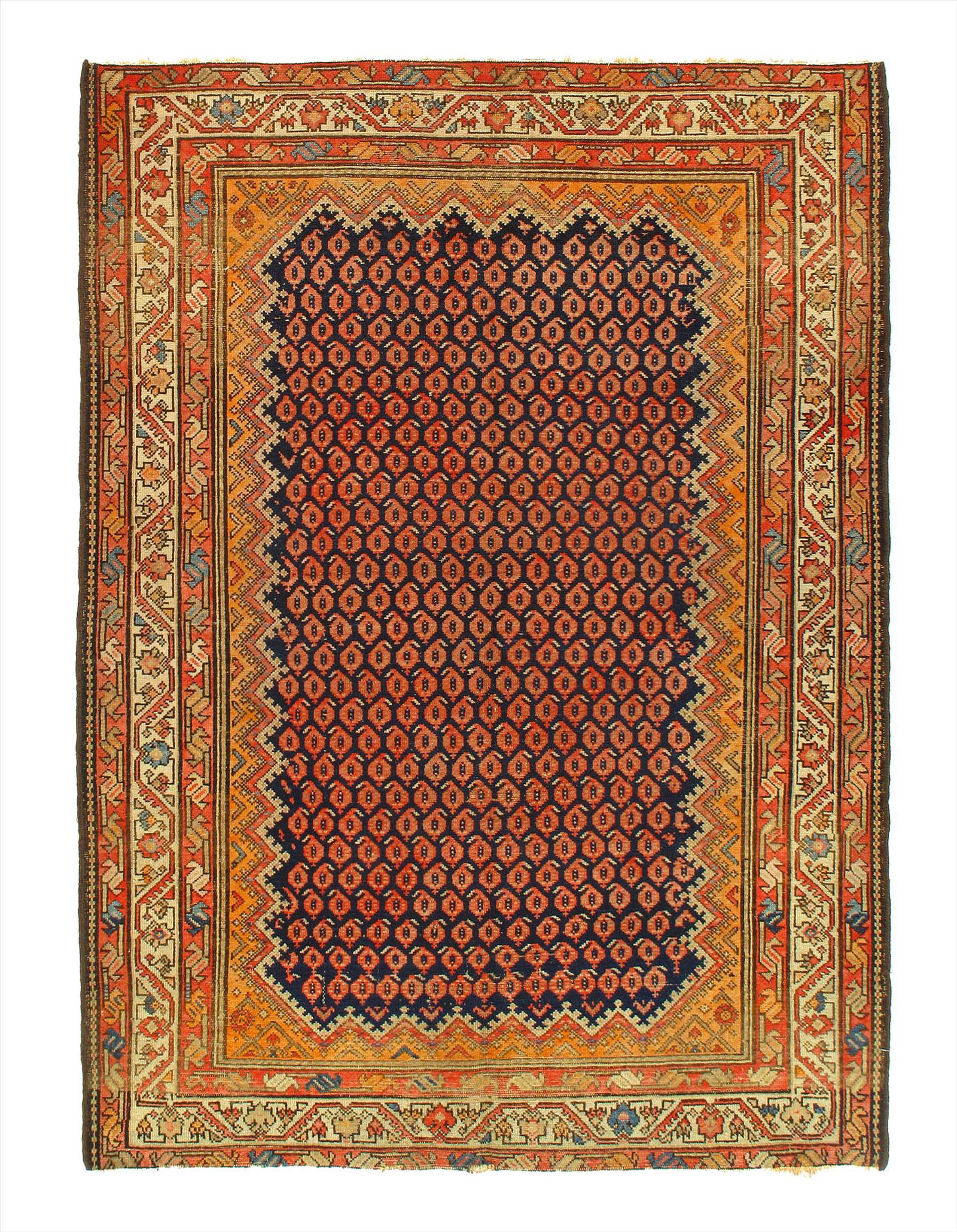 Persian Antique Malayer 4'7'' X 6'1'': Blue Persian Antique Malayer 4'7'' X 6'1'' Circa 1920 Antique Lamb's Wool Hand-Knotted 300-E04338-862 This item is part of our fine auction collection which includes many fine home accessories includi