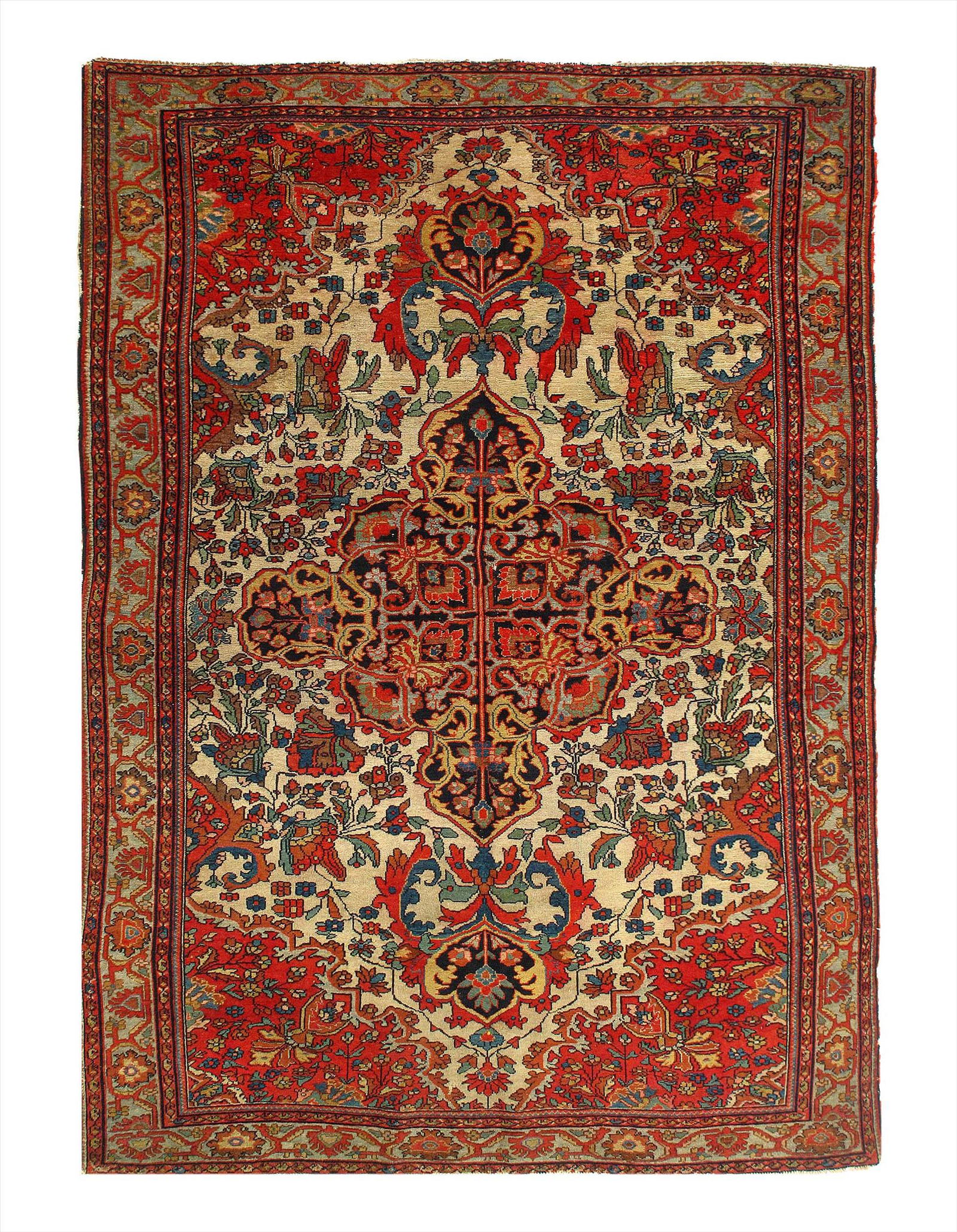 Ivory Persian Antique Farahan 4'7'' X 6'3'': Ivory Persian Antique Farahan 4'7'' X 6'3'' Circa 1990 Antique Lamb's Wool Hand-Knotted 300-E11437-862 This item is part of our fine auction collection which includes many fine home accessories includ