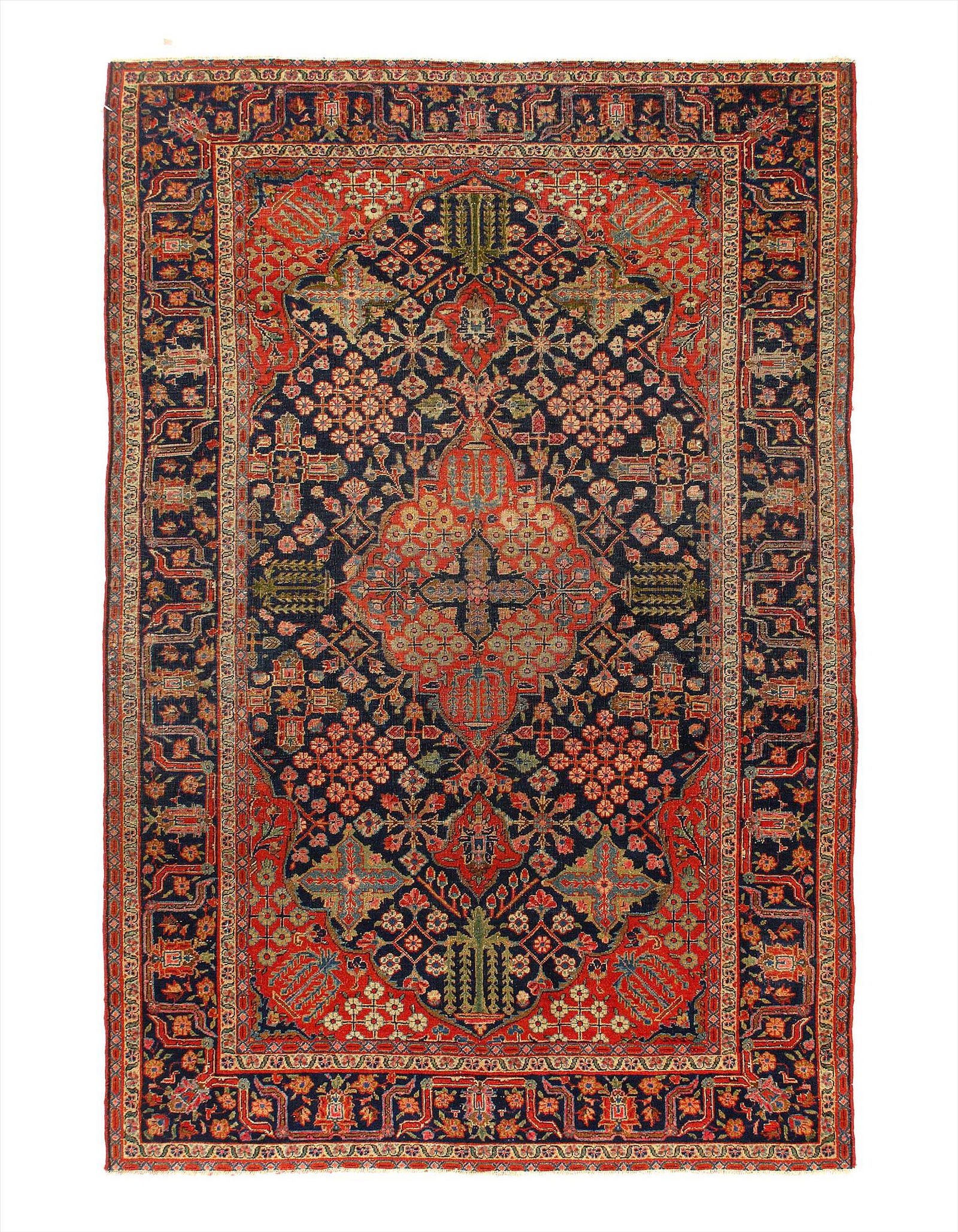 Persian Navy Blue Antique Farahan 4'4'' X 6'4'': Persian Navy Blue Antique Farahan 4'4'' X 6'4'' Circa 1900 Antique Lamb's Wool Hand-Knotted 300-E06461-862 This item is part of our fine auction collection which includes many fine home accessories in