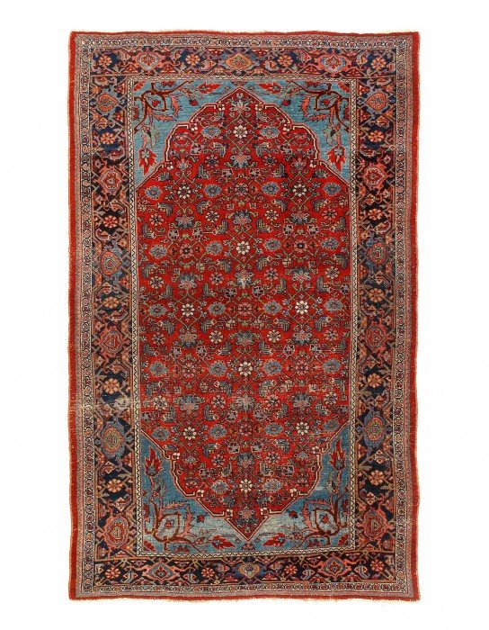 Rust Persian Antique Bidjar 4'3'' X 7'2'': Rust Persian Antigue Bidjar 4'3'' X 7'2'' Antique Lamb's Wool Hand-Knotted 300-E11423-862 This item is part of our fine auction collection which includes many fine home accessories including antique r