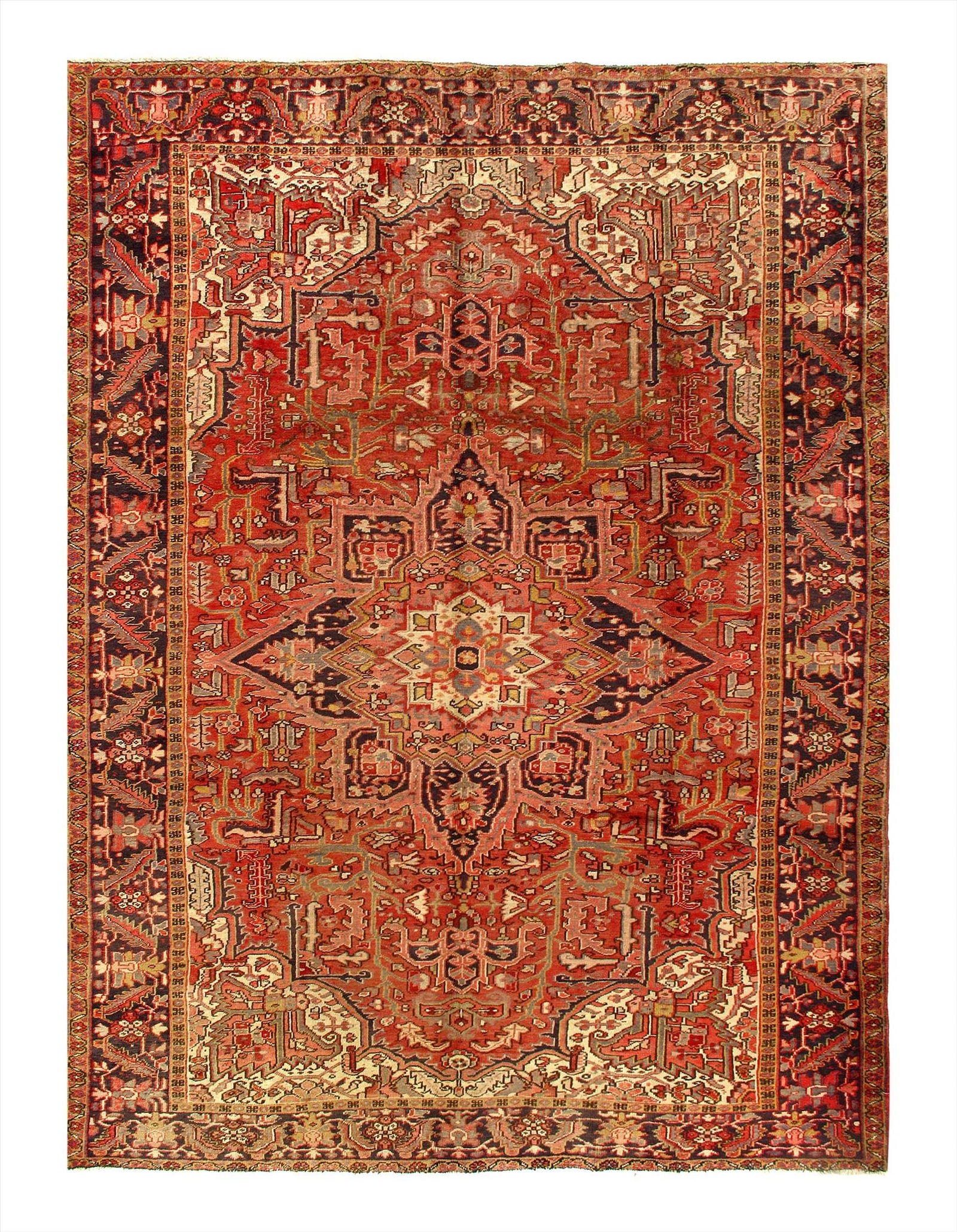 Rust Persian Antique Heriz 7'9'' X 11'1'': Rust Persian Antique Heriz 7'9'' X 11'1'' Circa 1960 Antique Lamb's Wool Hand-Knotted 300-24016-862 This item is part of our fine auction collection which includes many fine home accessories including