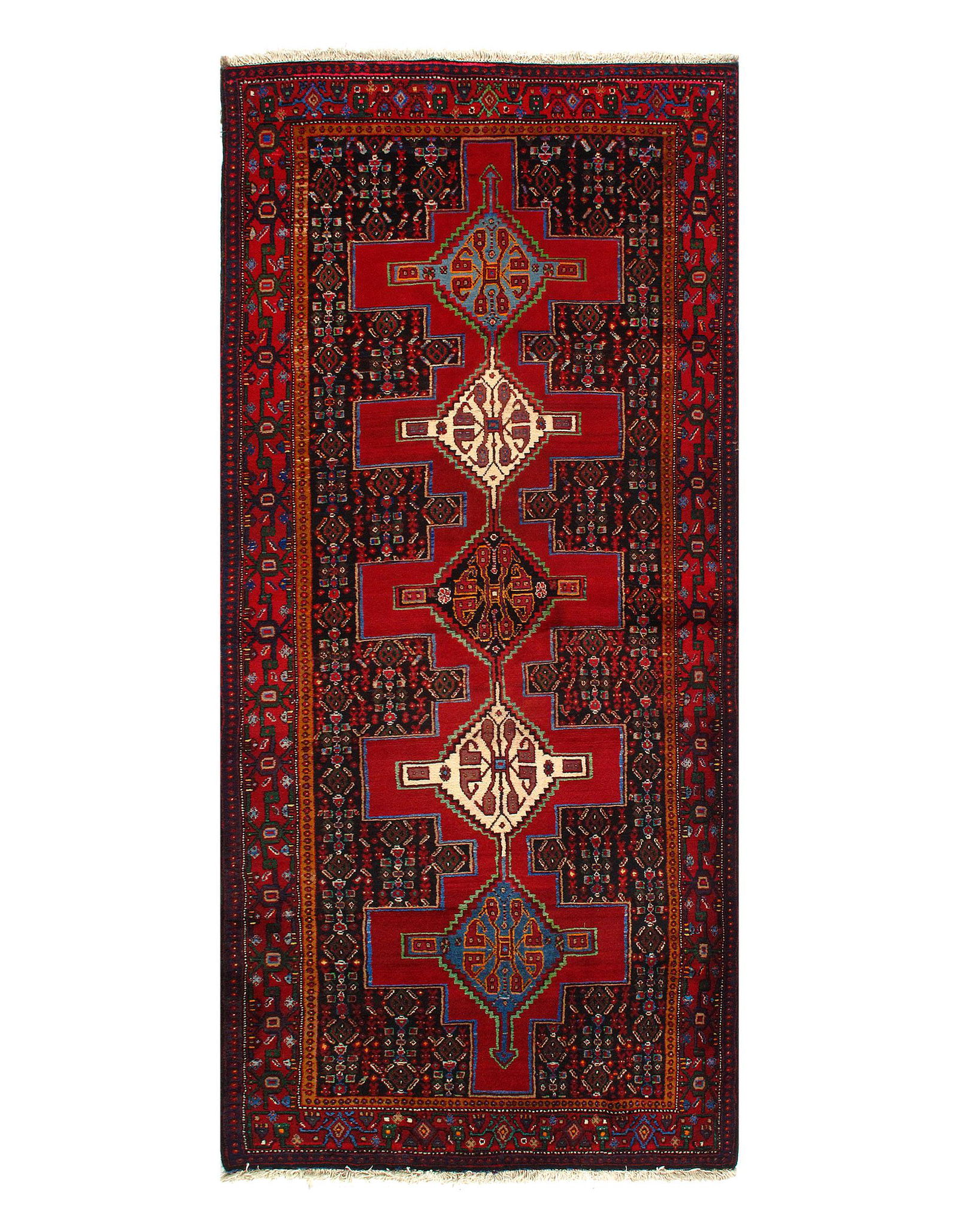 Persian Antique Senneh 4' X 9'6'': Navy Blue Antique Senneh 4' X 9'6'' Antique Lamb's Wool Hand-Knotted 300-E03445-862 This item is part of our fine auction collection which includes many fine home accessories including antique rugs, v