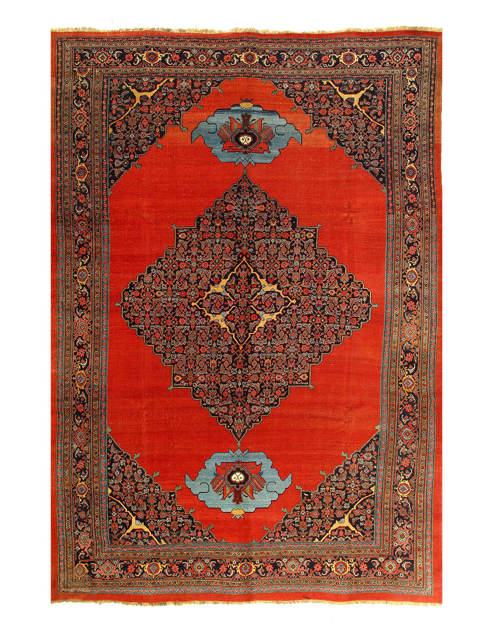 Persian Antique Bidjar 9'6'' X 14: Red Antique Persian Bidjar 9'6" X 14' circa 1880 Antique Lamb's Wool Hand-Knotted 300-E07780-862 This item is part of our fine auction collection which includes many fine home accessories including an