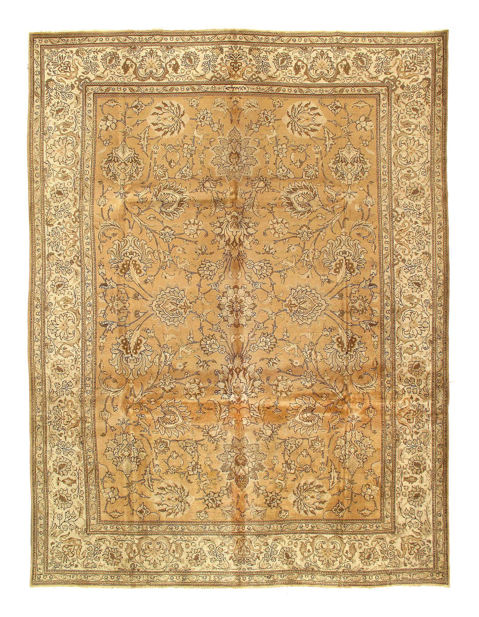 Persian Antique Tabriz 9'6'' X 12'4'': Antique Tabriz Rug 9'6" X 12'4" circa 1920 Antique Lamb's Wool Hand-Knotted 300-030057-862 This item is part of our fine auction collection which includes many fine home accessories including antique
