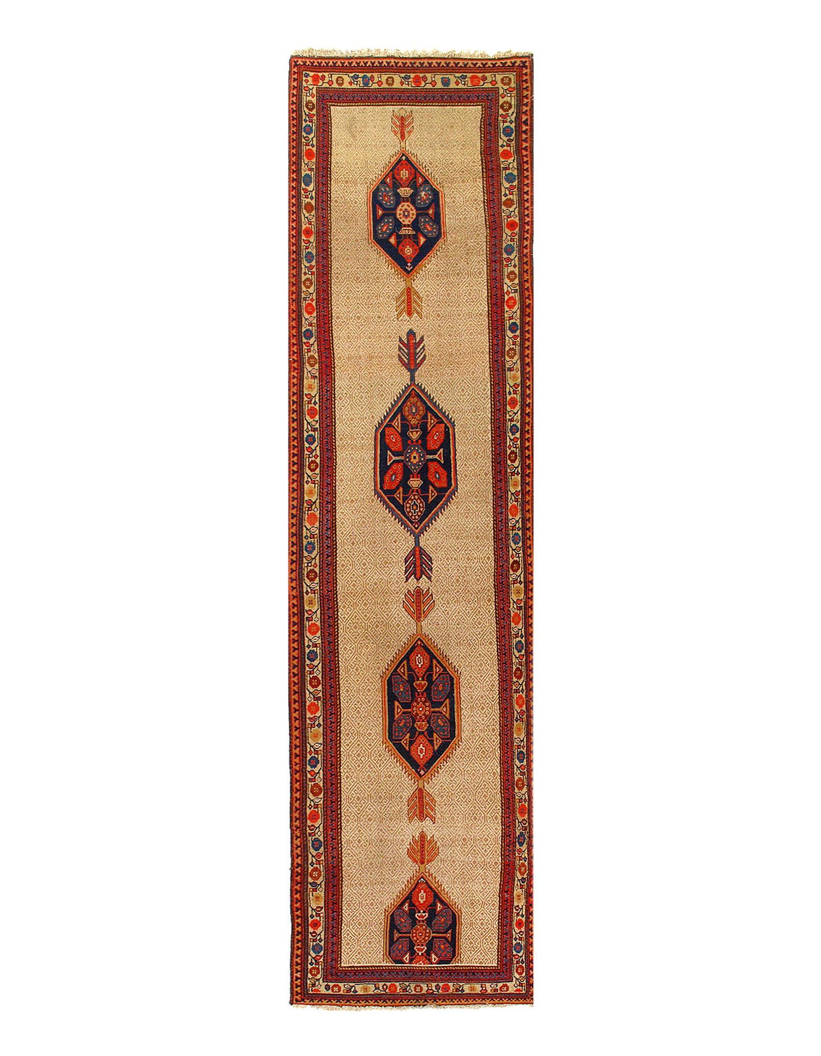 Persian Antique Serab Runner 3'4'' X 14': Ivory Fine Hand Knotted antique serab runner 3'4'' X 14' circa 1900 Antique Lamb's Wool Hand-Knotted 300-36918-862 This item is part of our fine auction collection which includes many fine home access