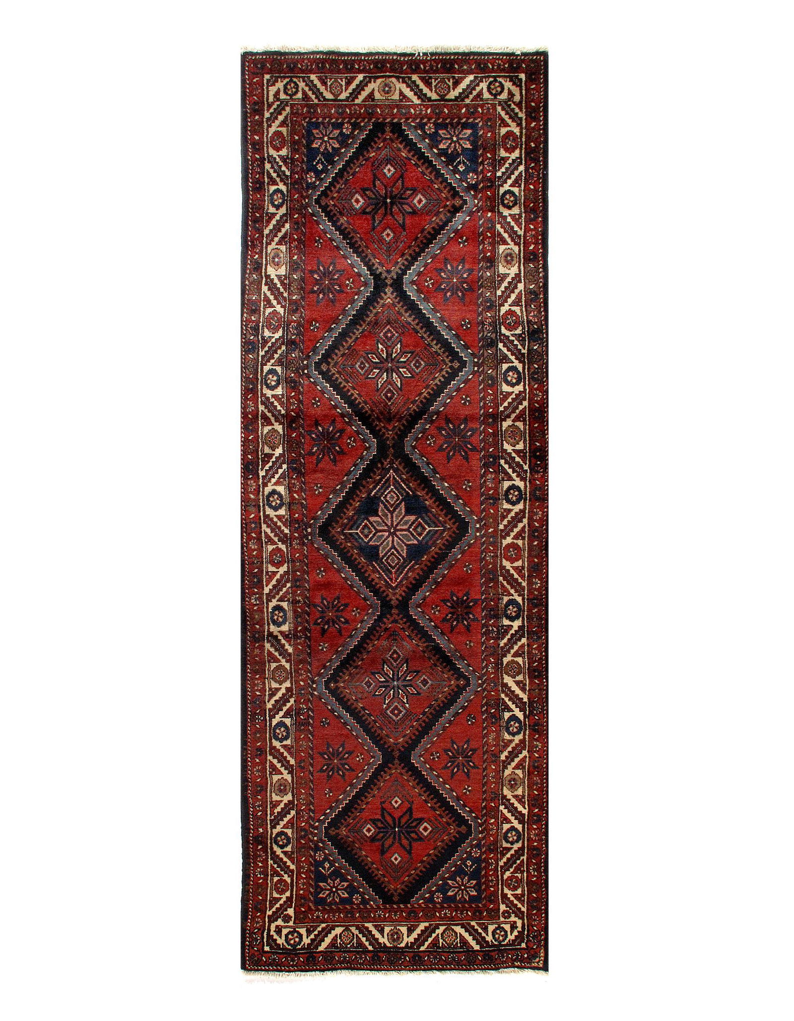 Persian Antique Bakhtiari Runner 3'6'' X 11'1'': Antique Persian Bakhtiari Runner - 3'6" x 11'1" Circa 1960 Runner Lamb's Wool Hand-Knotted 300-E10825-862 This item is part of our fine auction collection which includes many fine home accessories inc