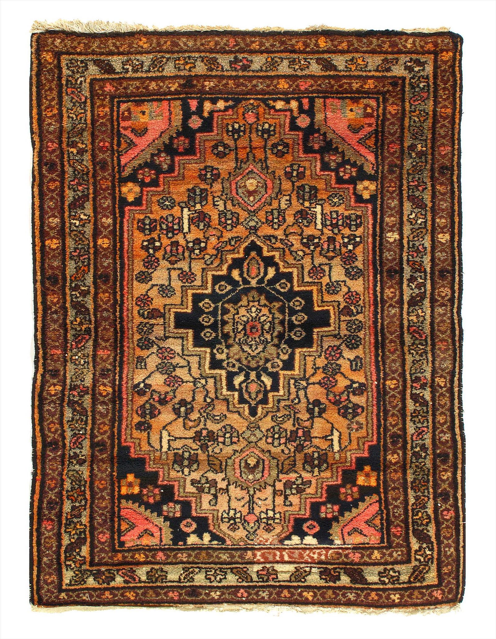 Antique Persian Hamadan Hand Knotted 3'4'' X 4'8'': Antique Persian Hamadan Hand Knotted 3'4'' X 4'8'' Antique Lamb's Wool Hand-Knotted 300-E11549-862 This item is part of our fine auction collection which includes many fine home accessories including