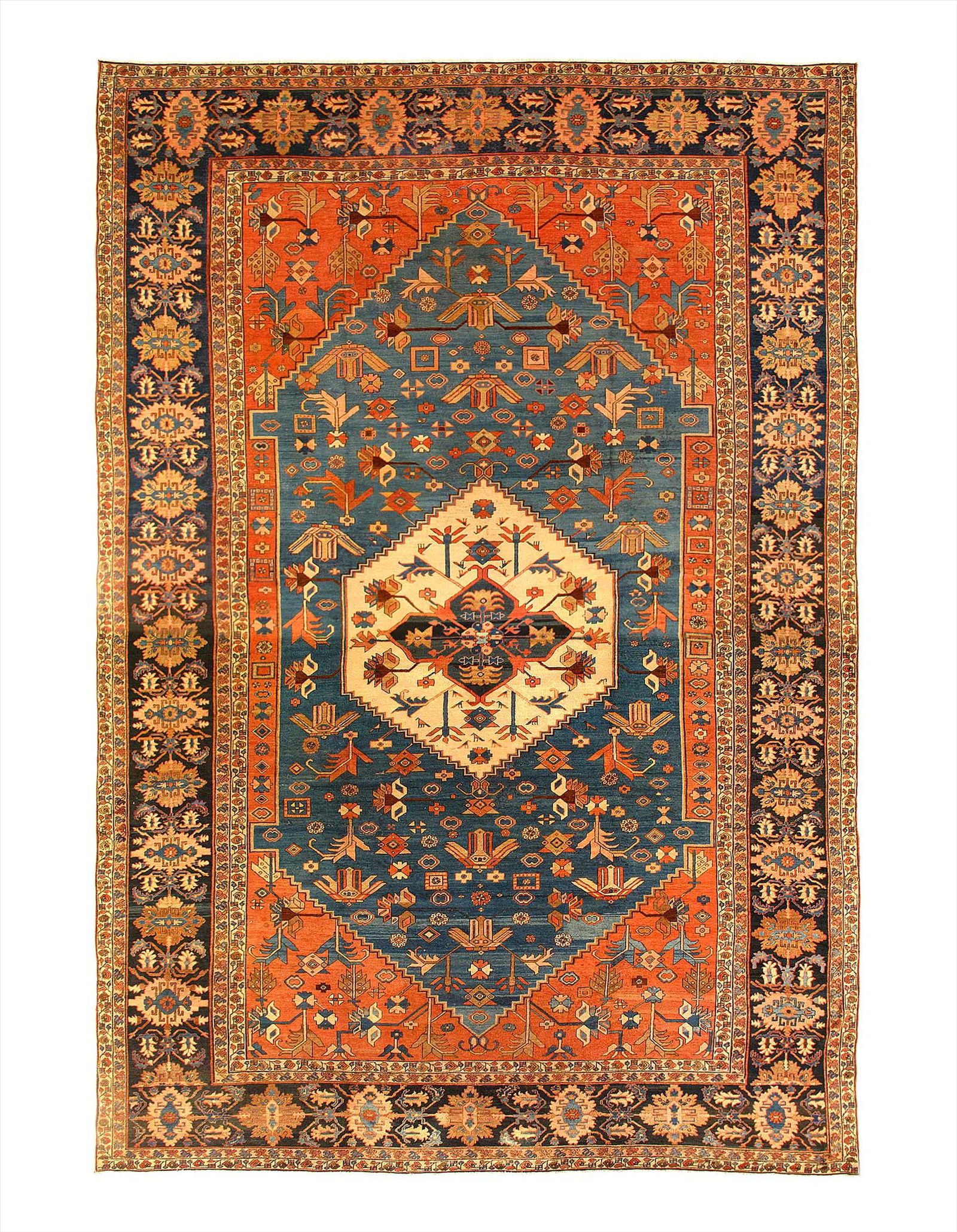 Light Blue Persian Antique Serapi 13' X 18'9'': Light Blue Persian Antique Serapi 13' X 18'9'' Antique Lamb's Wool Hand-Knotted 300-E11464-862 This item is part of our fine auction collection which includes many fine home accessories including anti