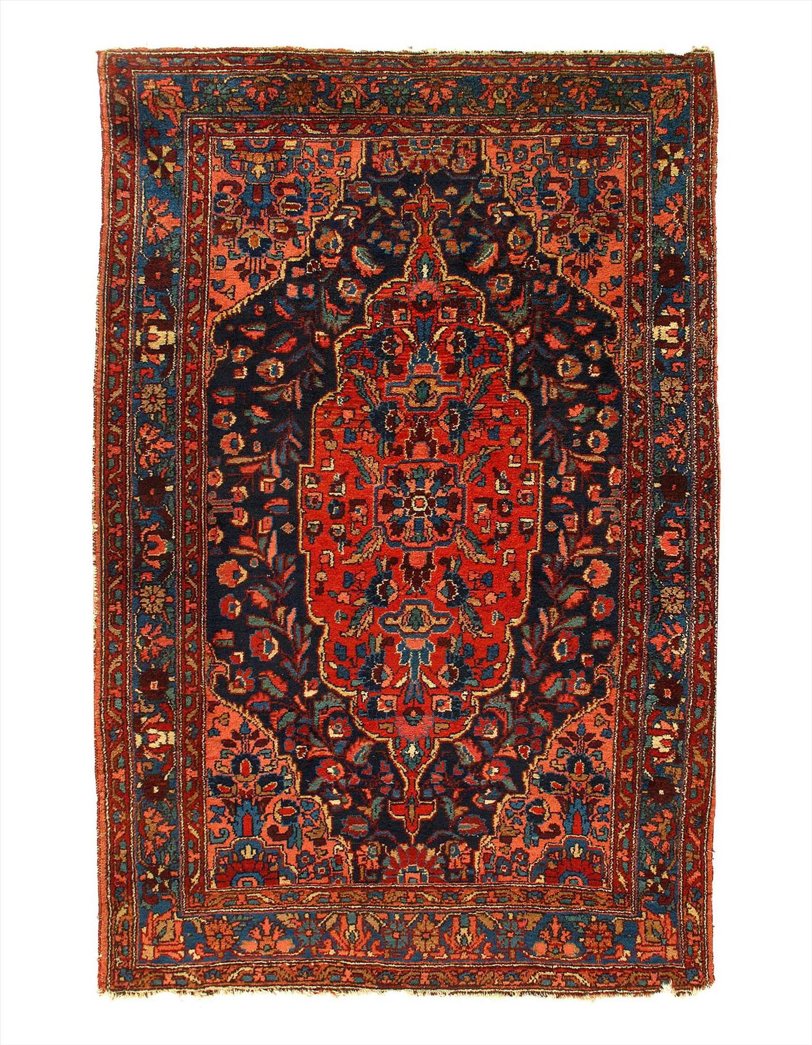 Navy Blue Persian Antique Sarouk 4'4'' X 6'7'': Navy Blue Persian Antique Sarouk 4'4'' X 6'7'' Antique Lamb's Wool Hand-Knotted 300-E11371-862 This item is part of our fine auction collection which includes many fine home accessories including anti