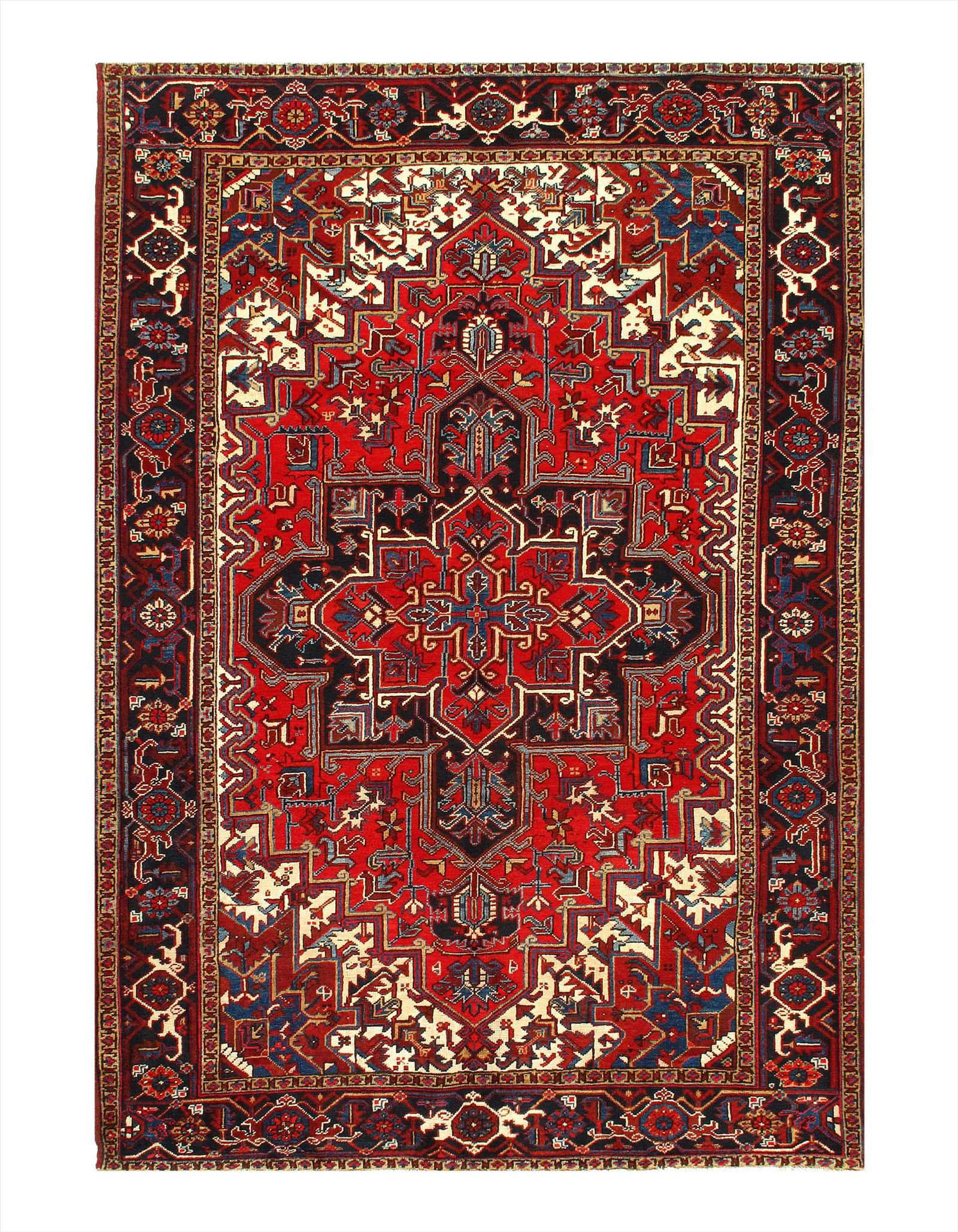 Persian Antique Heriz 6'7'' X 9'4'': Persian Antique Heriz 6'7'' X 9'4'' Antique Lamb's Wool Hand-Knotted 300-E11081-862 This item is part of our fine auction collection which includes many fine home accessories including antique rugs, v