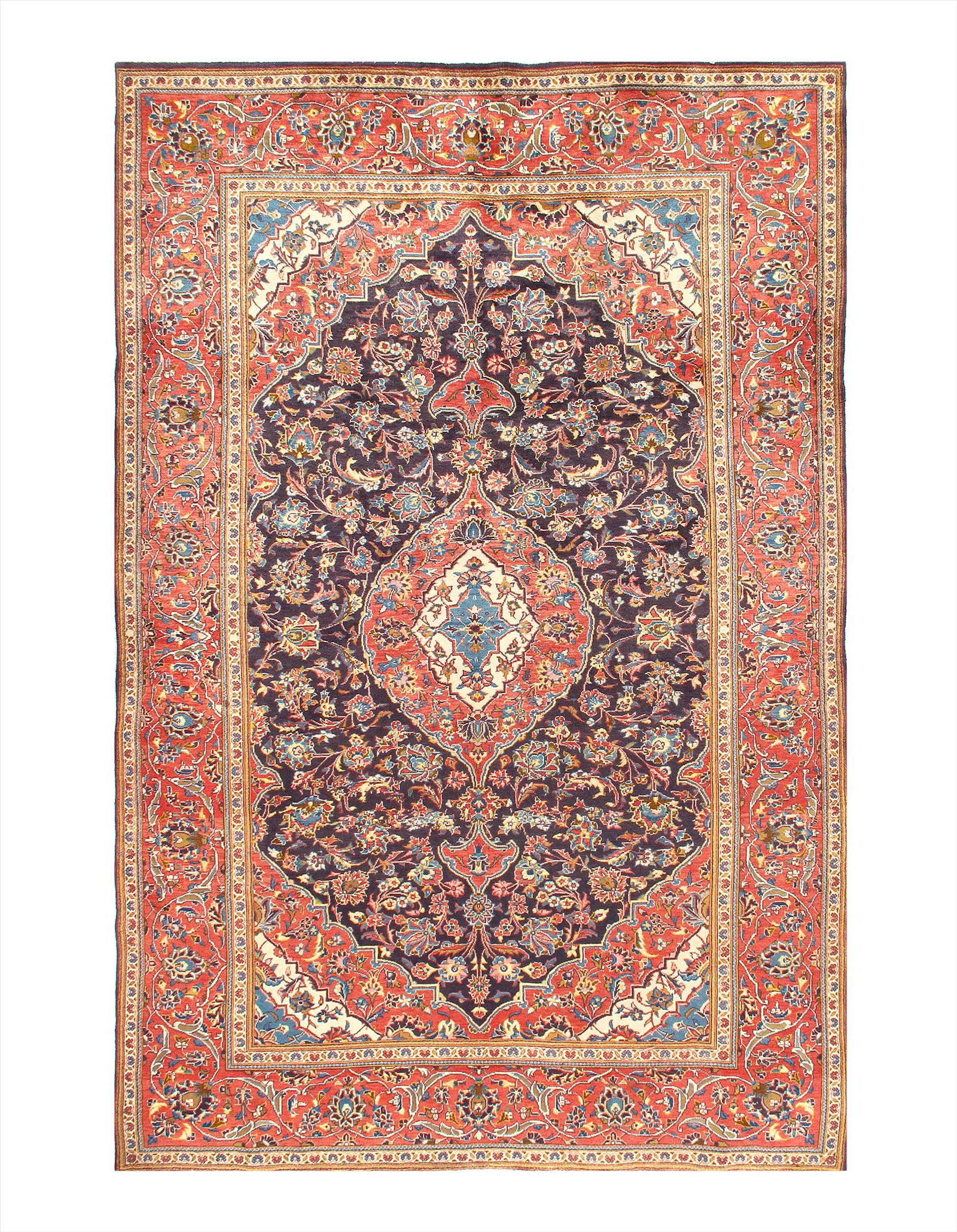 Persian Kashan 6'9" x 10'2": Persian Kashan 6'9" x 10'2" One of a Kind Lamb's Wool Hand-Knotted 300-E10414-862 This item is part of our fine auction collection which includes many fine home accessories including antique rugs, vin