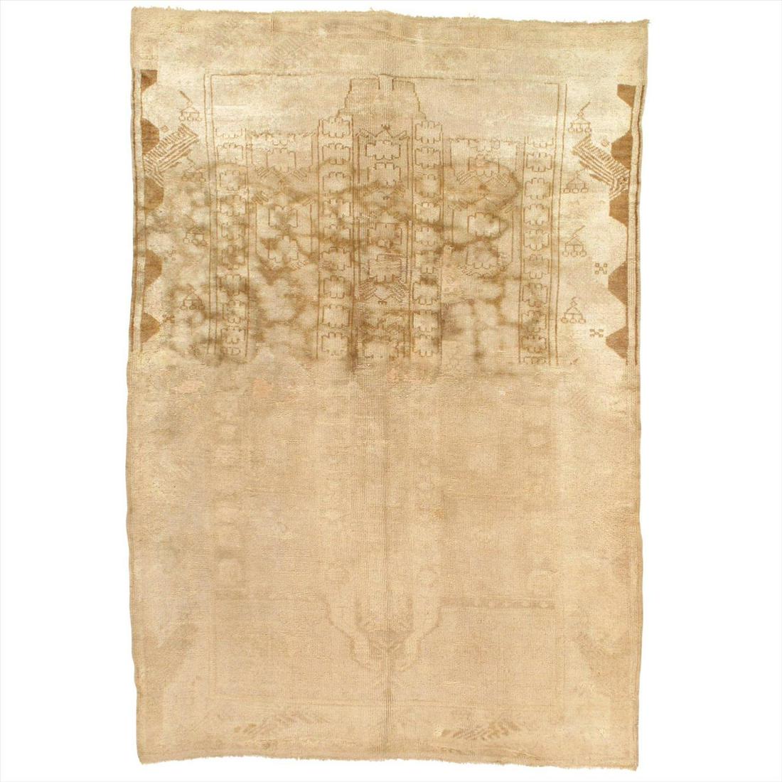 Turkish Antique Oushak 4'4'' X 6'6'': Turkish Antique Oushak 4'4'' X 6'6'' Antique Lamb's Wool Hand-Knotted 300-E09705-862 This item is part of our fine auction collection which includes many fine home accessories including antique rugs,