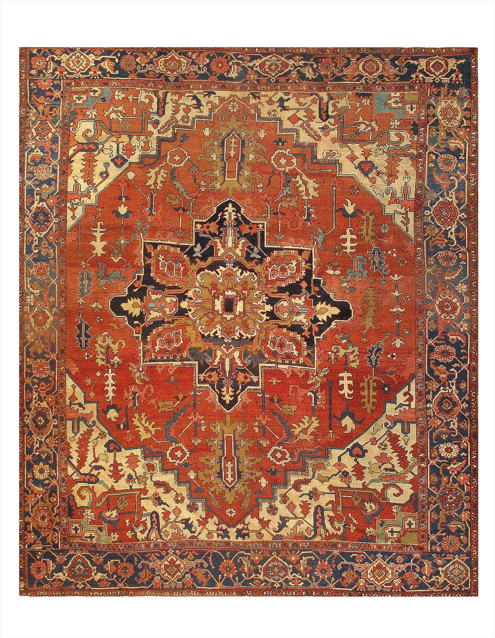 Persian Antique Serapi 9'4'' X 11': Persian Antique Serapi 9'4'' X 11' Antique Lamb's Wool Hand-Knotted 300-E07411-862 This item is part of our fine auction collection which includes many fine home accessories including antique rugs, vi
