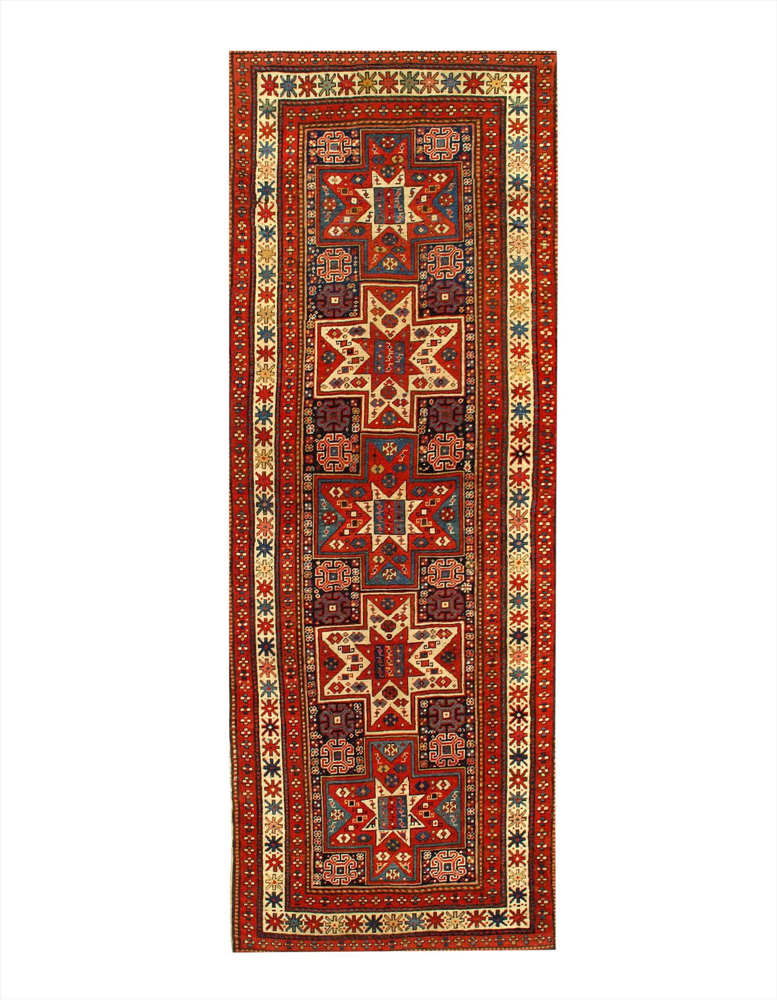 Russian Antique Kazak Runner 3'5'' X 9'8'': Russian Antique Kazak Runner 3'5'' X 9'8'' Antique Lamb's Wool Hand-Knotted 300-E06697-862 This item is part of our fine auction collection which includes many fine home accessories including antique