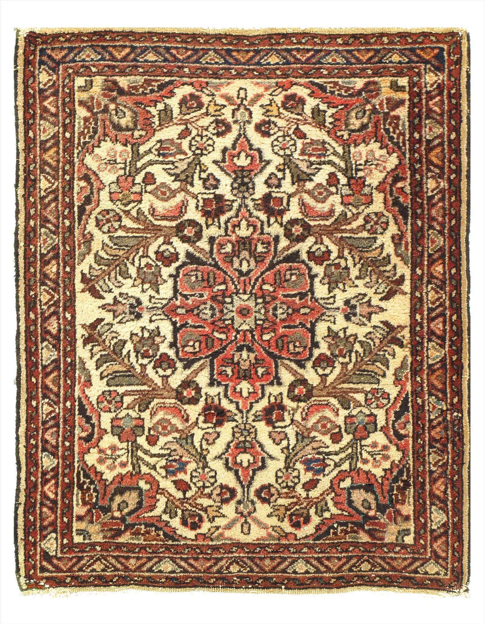 Ivory Persian Antique Sarouk 2'5'' x 1'1'': Ivory Persian Antique Sarouk 2'5'' x 1'1''- Antique - Lamb's Wool - Hand-Knotted - 300-E10501-862 - This item is part of our fine auction collection which includes many fine home accessories including