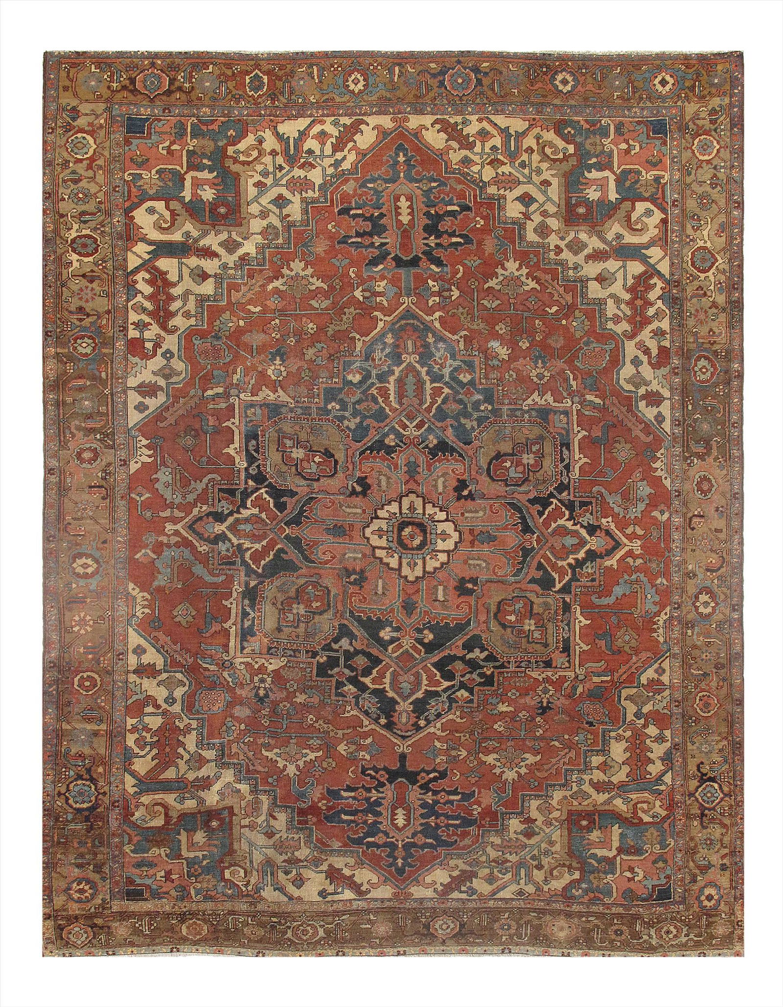 Rust Persian Antique Serapi 10' x 13': Rust Persian Antique Serapi 10' x 13' - Circa 1920 - Antique - Lamb's Wool - Hand-Knotted - 300-E10401-862 - This item is part of our fine auction collection which includes many fine home accessories