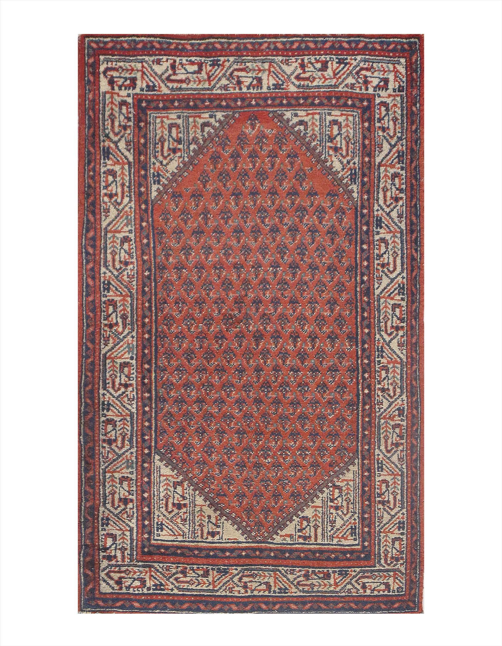 Red Persian Antique Sarouk 2'7'' x 4'4'': Red Persian Antique Sarouk 2'7'' x 4'4''- Antique - Lamb's Wool - Hand-Knotted - 300-E10384-862 - This item is part of our fine auction collection which includes many fine home accessories including a
