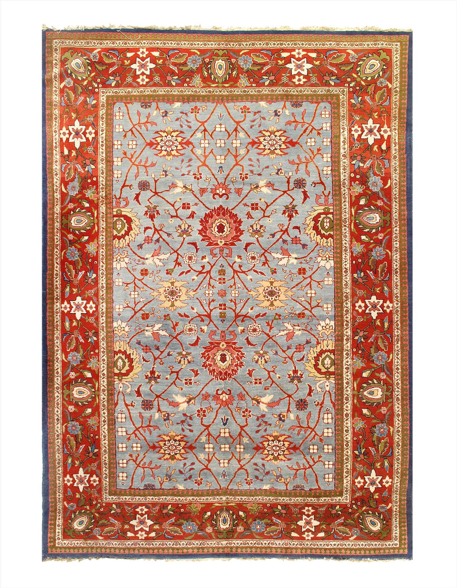 L Blue Persian Antique Sultanabad 9' x 12'3": L Blue Persian Antique Sultanabad 9' x 12'3" - circa 1920 - Antique - Lamb's Wool - Hand-Knotted - 300-E09986-862 - This item is part of our fine auction collection which includes many fine home acces