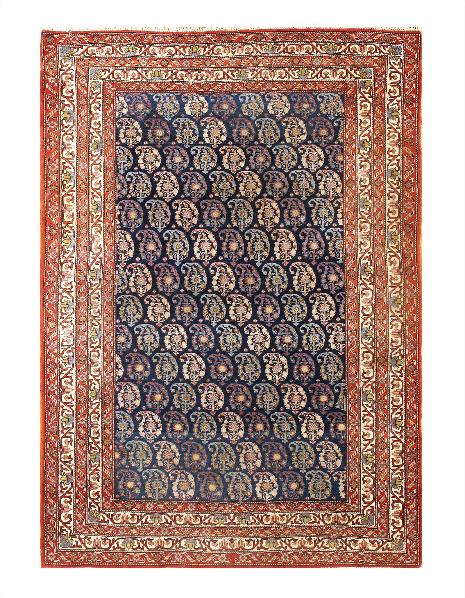 Navy Persian Antique Qum rug 4'.8'' x 6'.8'': Navy Persian Antique Qum rug 4'.8'' x 6'.8''- Antique - Lamb's Wool - Hand-Knotted - 300-E08247-862 - This item is part of our fine auction collection which includes many fine home accessories includi