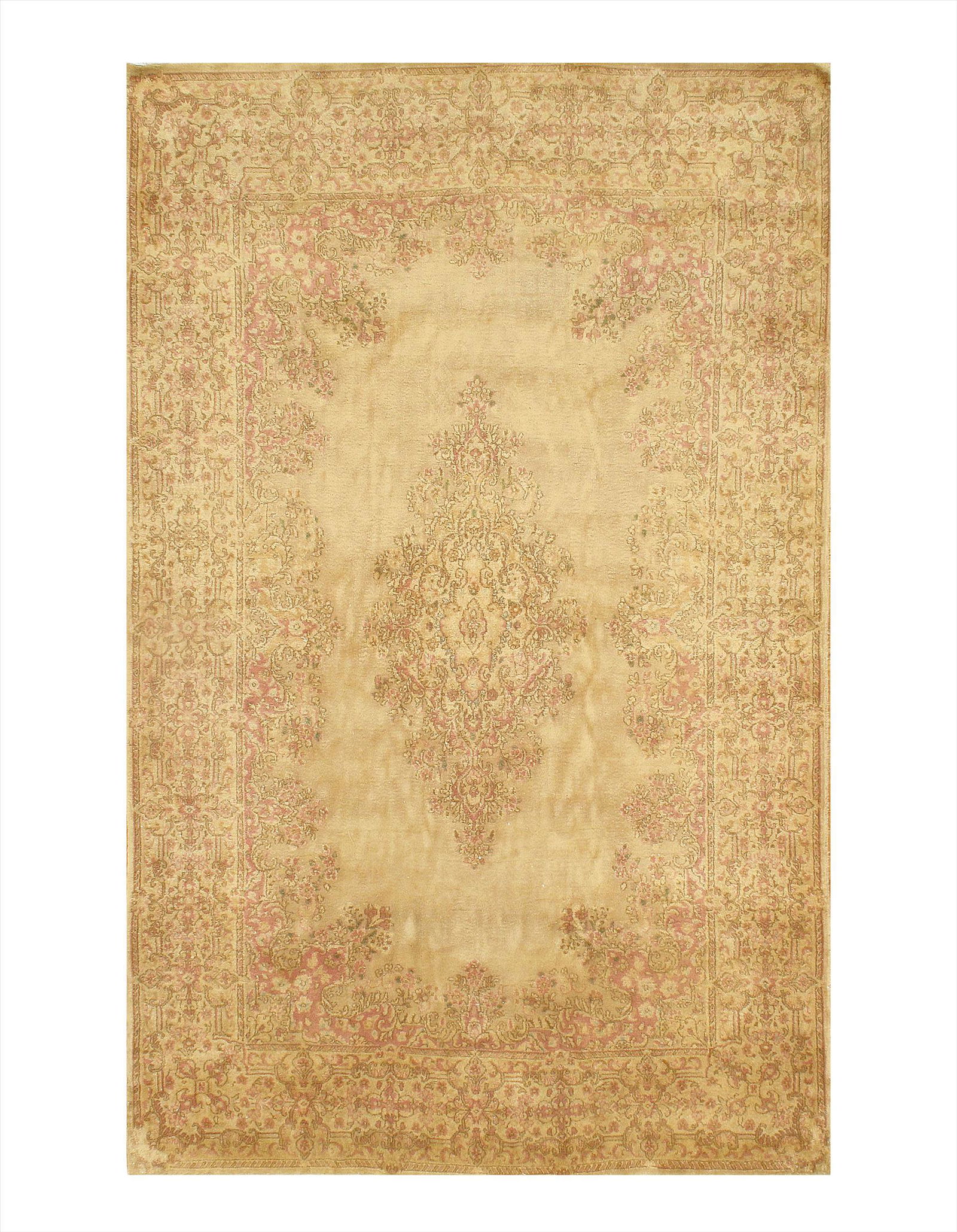 Ivory Persian Antique Kerman 5' 11'' x 9' 4'': Ivory Persian Antique Kerman 5' 11'' x 9' 4''- Antique - Lamb's Wool - Hand-Knotted - 300-E04925-862 - This item is part of our fine auction collection which includes many fine home accessories includ