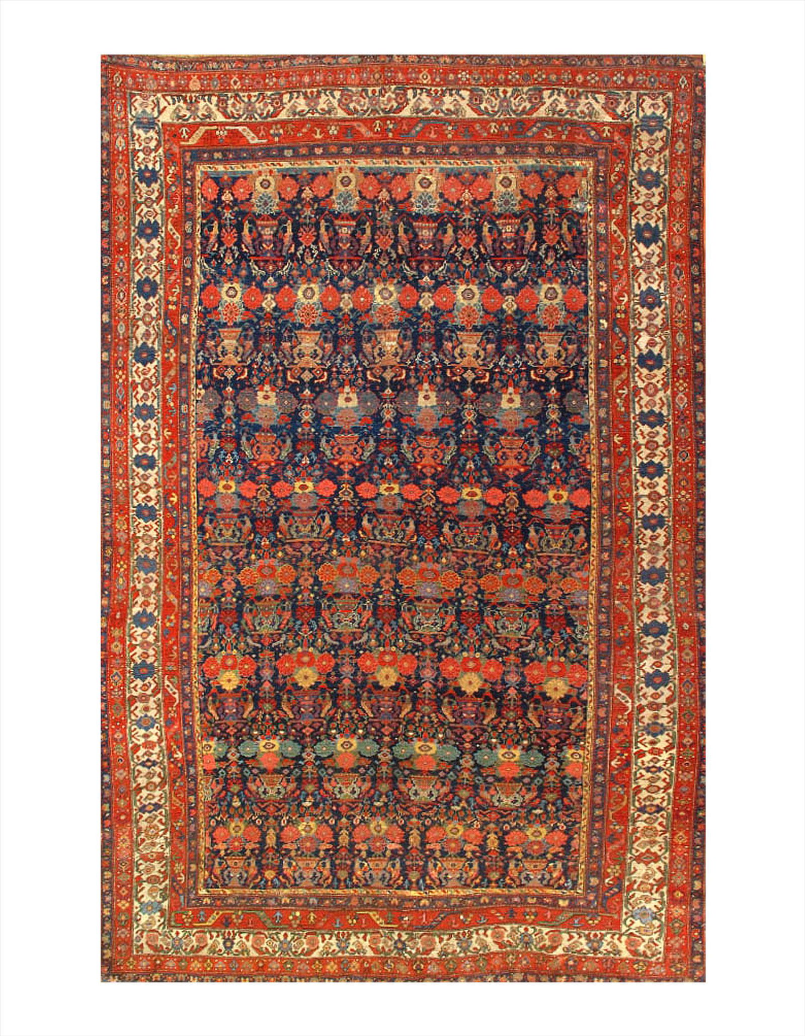 Navy Blue Persian Antique Gurrus Bidjar Rug - 7'2" x: Navy Blue Persian Antique Gurrus Bidjar Rug - 7'2" x 11'2" - Circa 1880 - Antique - Lamb's Wool - Hand-Knotted - 300-023307-862 - This item is part of our fine auction collection which includes many f