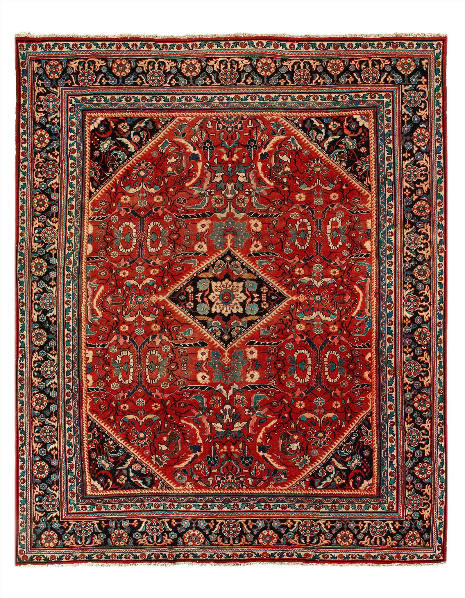 Rust Persian Antique Mahal Rug 10'11'' x 13'9'': Rust Persian Antique Mahal Rug 10'11'' x 13'9'' - Circa 1920 - Antique - Lamb's Wool - Hand-Knotted - 300-54095-862 - This item is part of our fine auction collection which includes many fine home acc