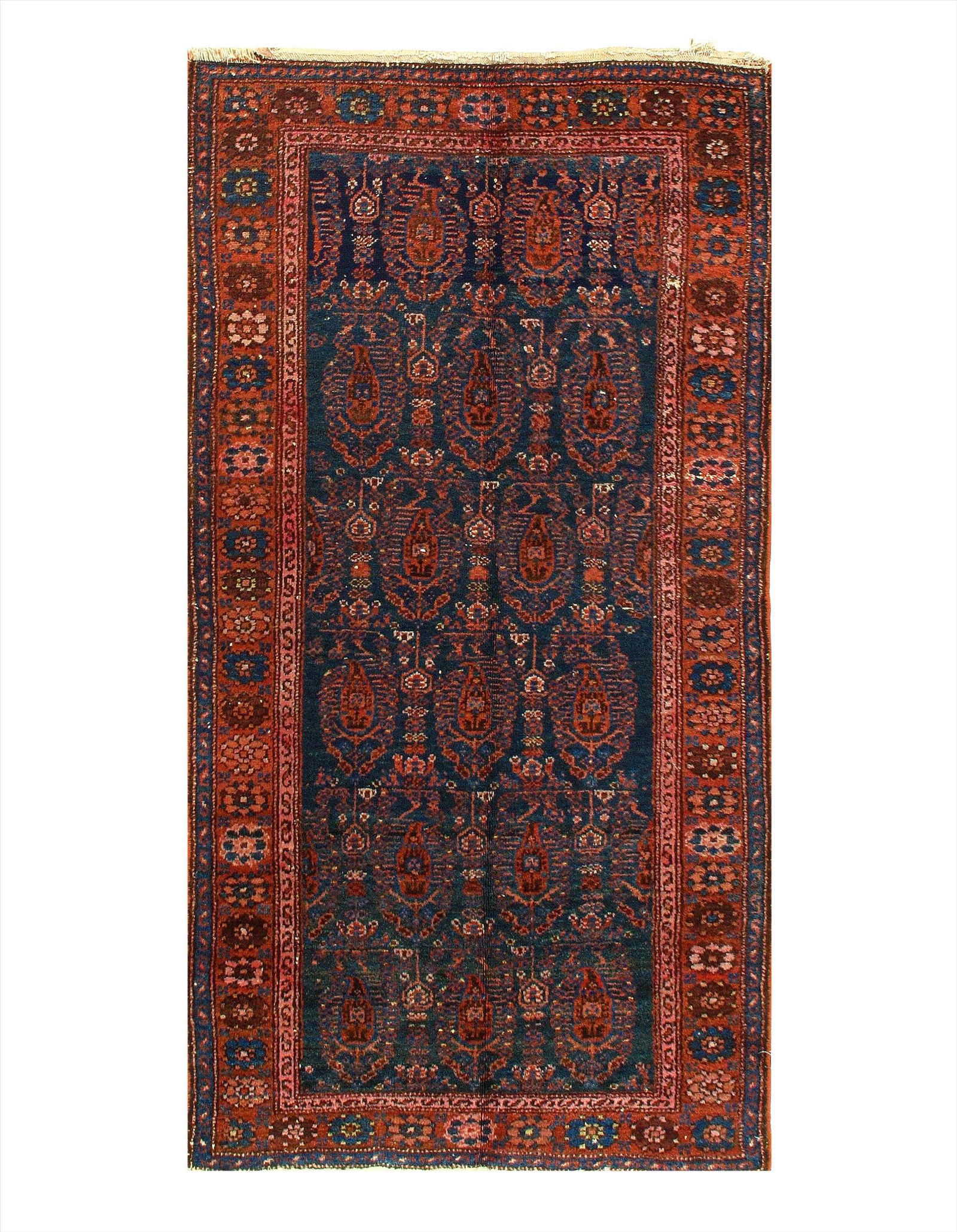 Navy Persian Antique Hamdan 3'4'' x 6'6'': Navy Persian Antique Hamdan 3'4'' x 6'6'' - Circle 1880 - Antique - Lamb's Wool - Hand-Knotted - 300-53993-862 - This item is part of our fine auction collection which includes many fine home accessor