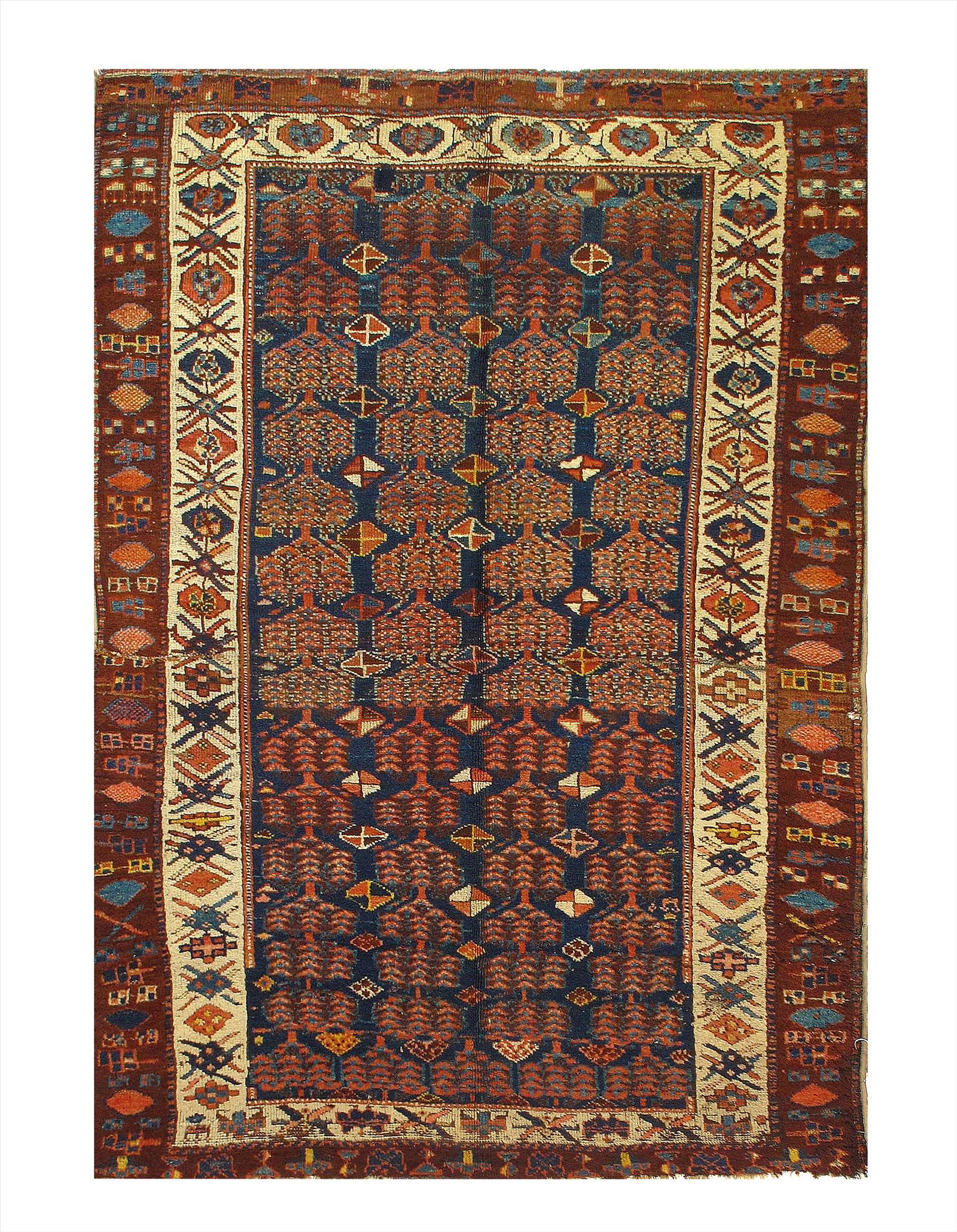 Navy Persian antique NW 4'4'' x 6'5'': Navy Persian antique NW 4'4'' x 6'5'' - Circa 1920 - Antique - Lamb's Wool - Hand-Knotted - 300-36765-862 - This item is part of our fine auction collection which includes many fine home accessories i